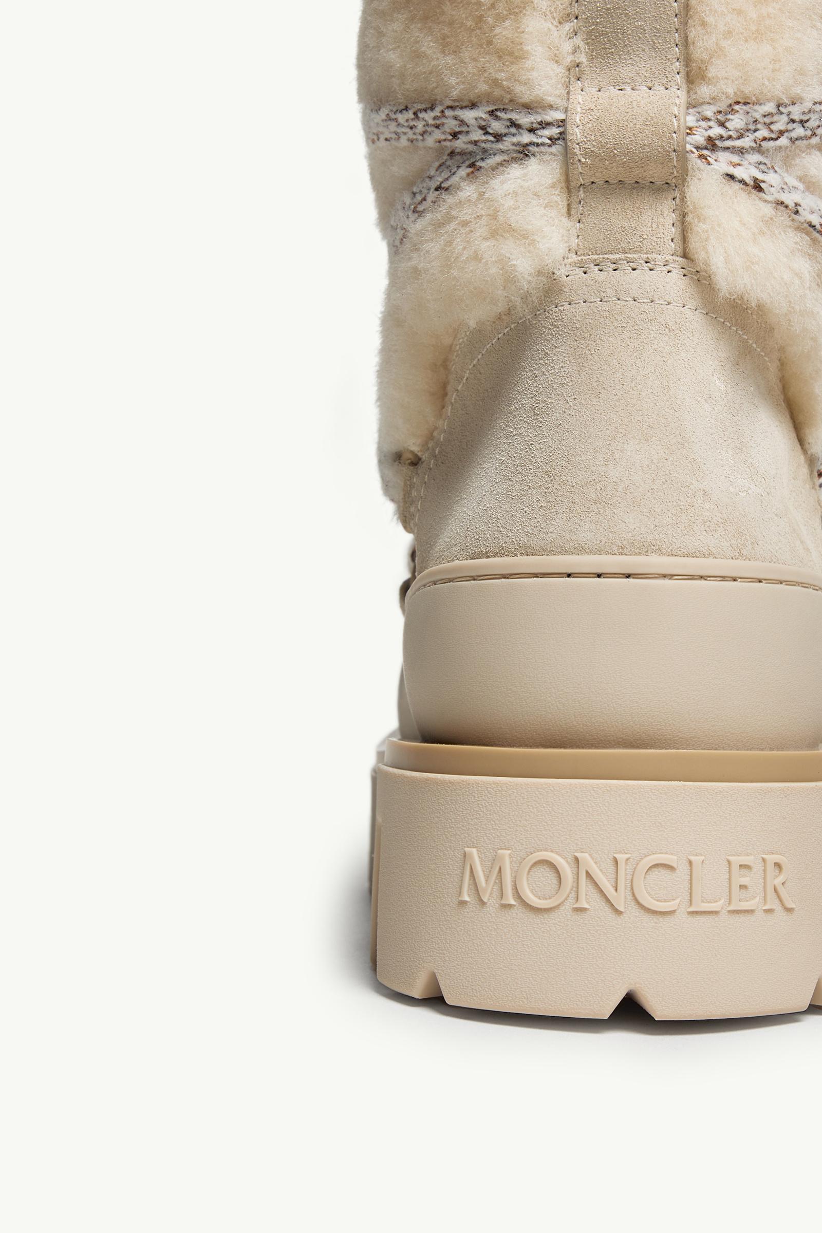 Moncler Peak Aprs Suede & Shearling Boots Light Beige