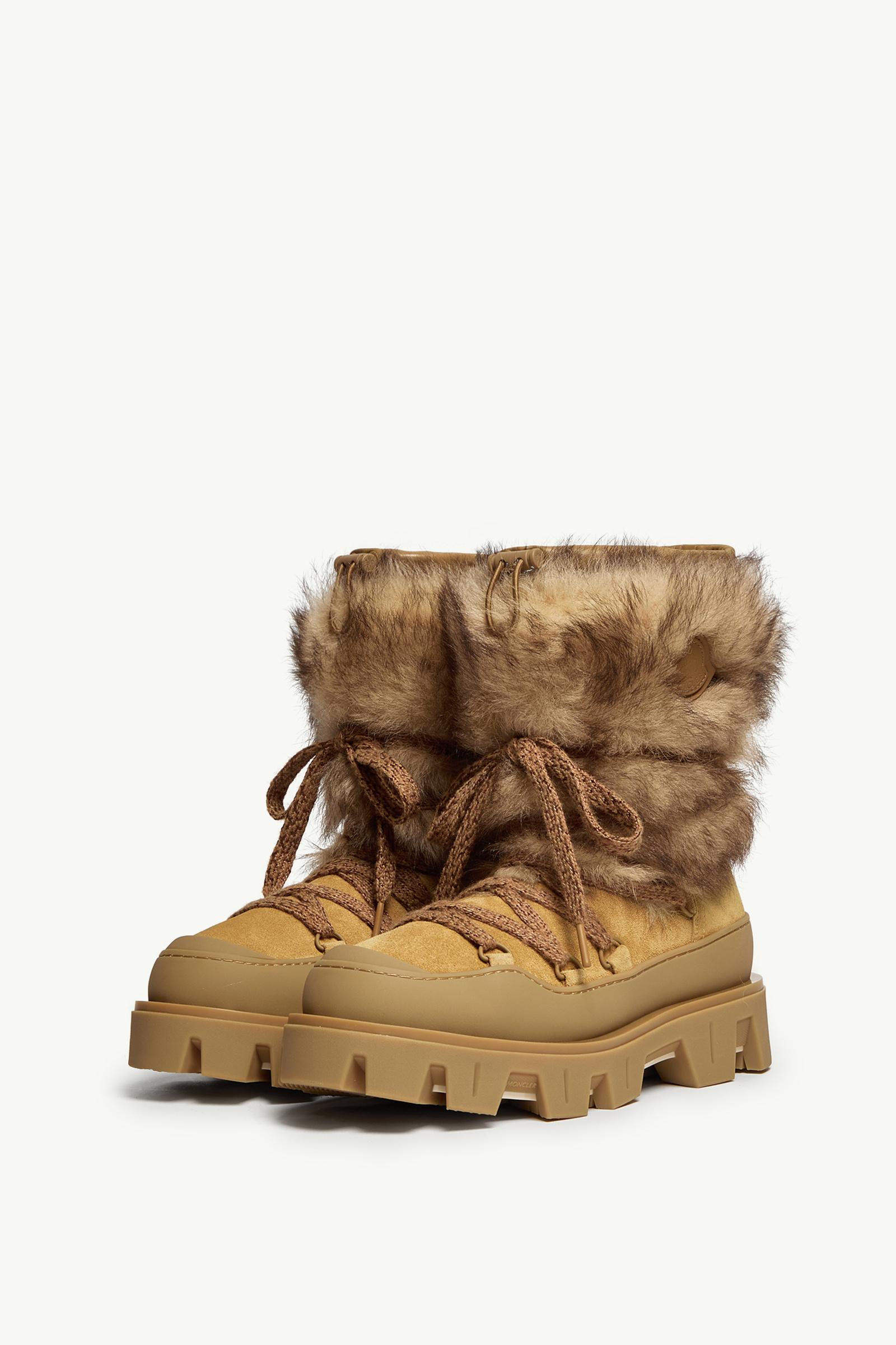 Moncler Peak Aprs Suede & Shearling Boots Camel Beige
