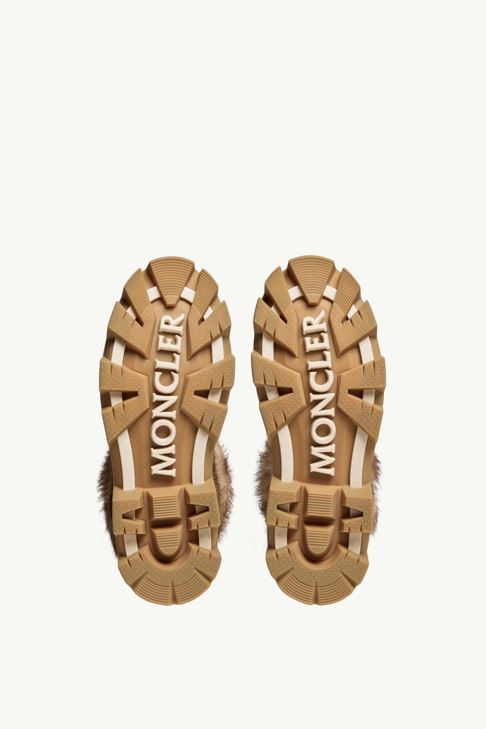 Moncler Peak Aprs Suede & Shearling Boots Camel Beige