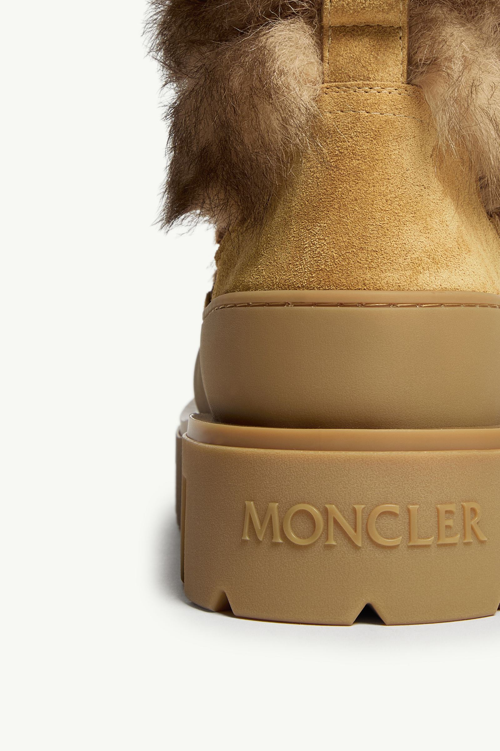 Moncler Peak Aprs Suede & Shearling Boots Camel Beige