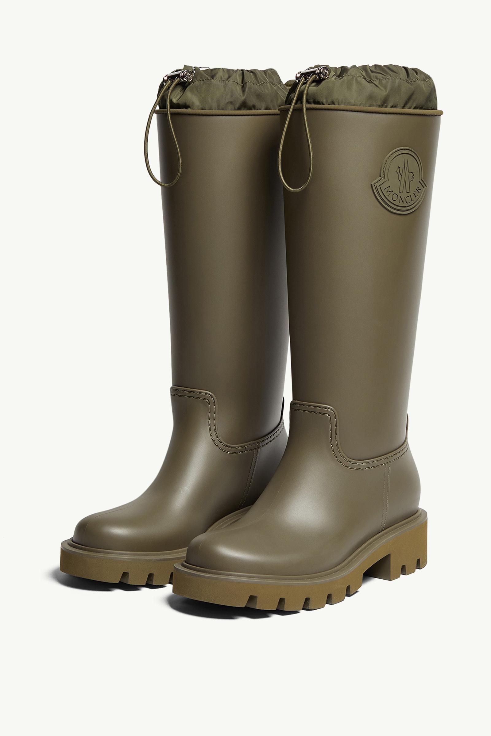 Moncler Kickstream High Rain Boots Olive Green