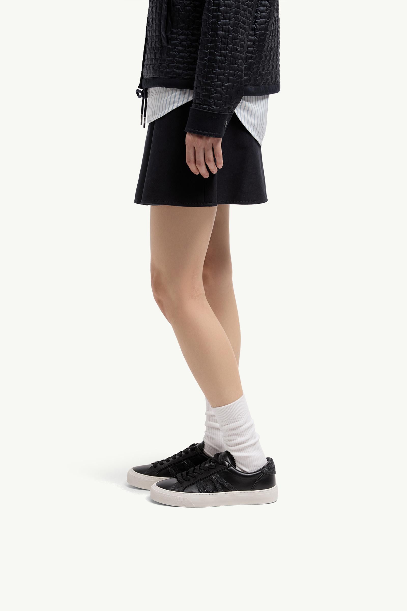 Moncler Monaco2 Leather & Glitter Sneakers Black