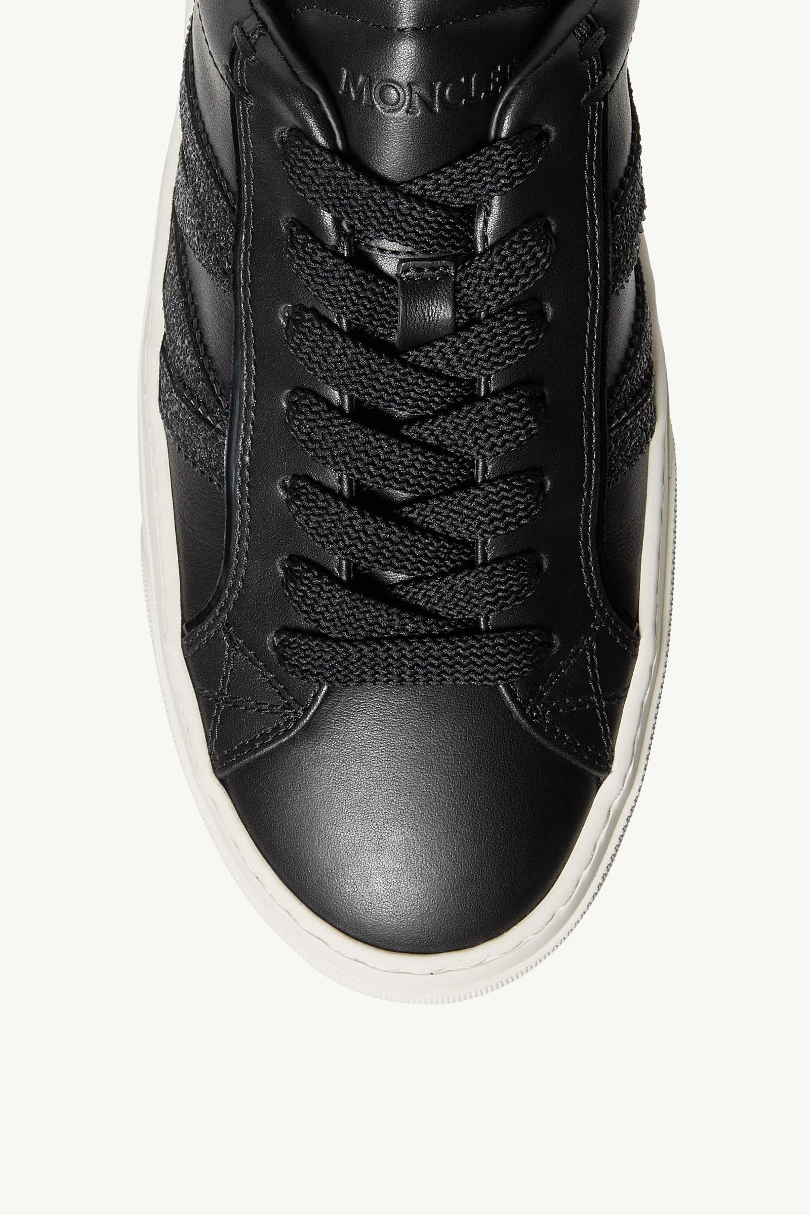 Moncler Monaco2 Leather & Glitter Sneakers Black
