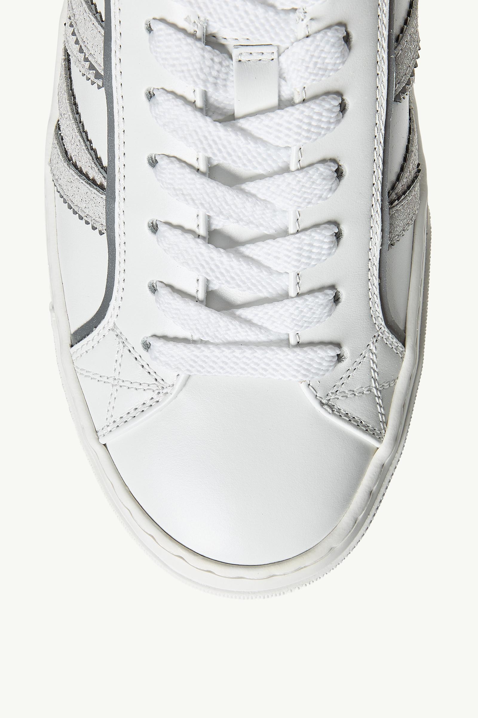 Moncler Monaco2 Leather & Glitter Sneakers White