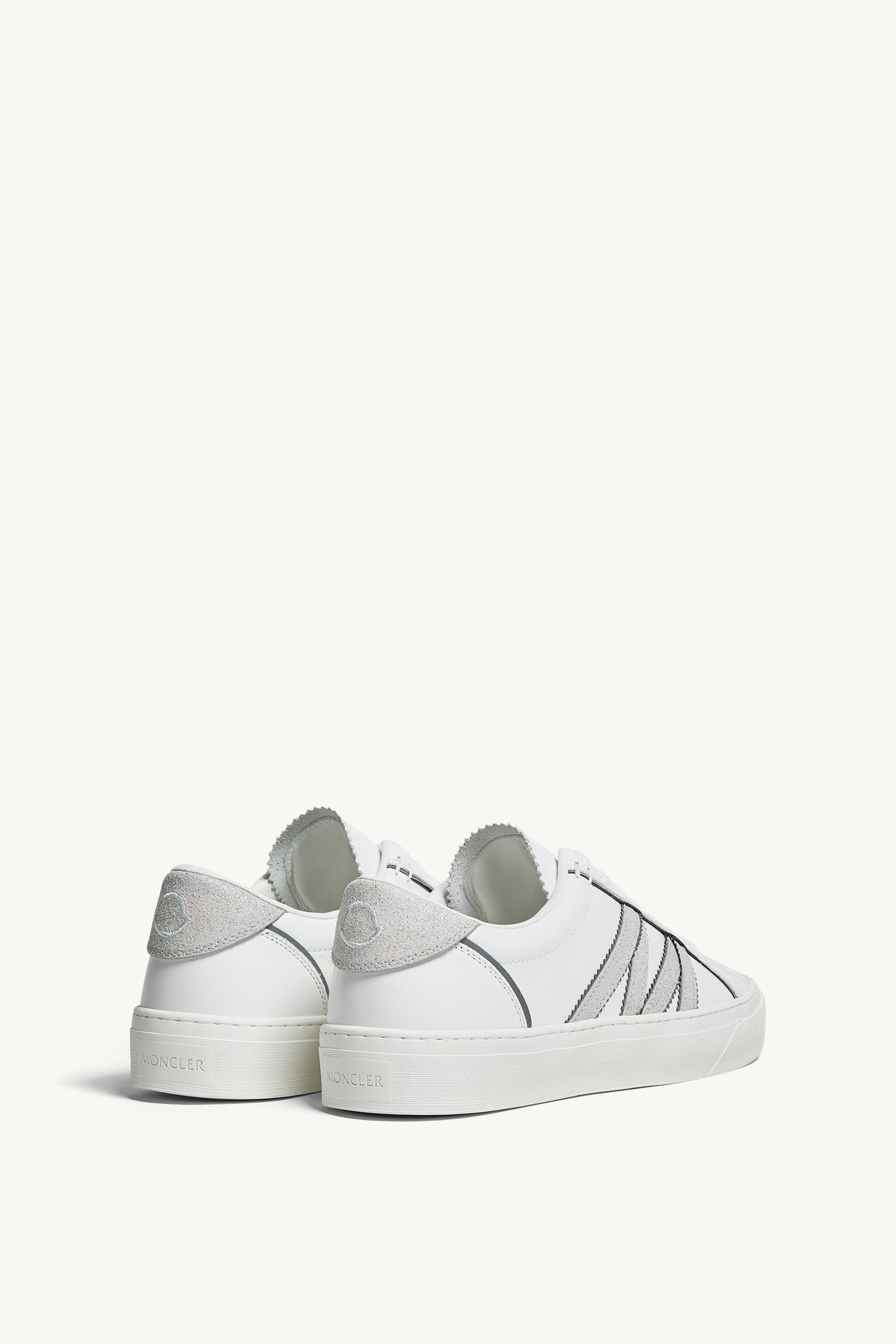 Moncler Monaco2 Leather & Glitter Sneakers White