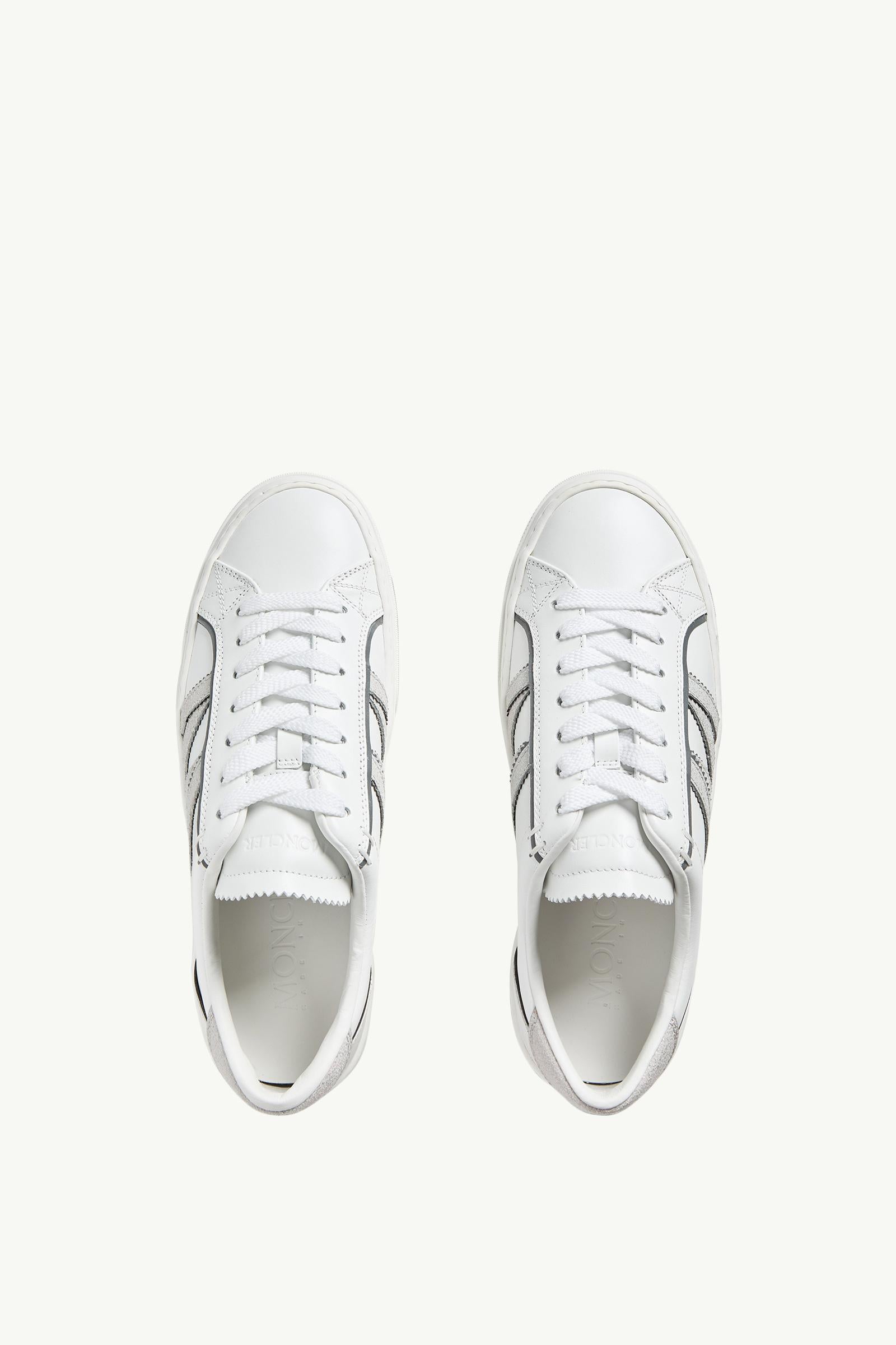 Moncler Monaco2 Leather & Glitter Sneakers White