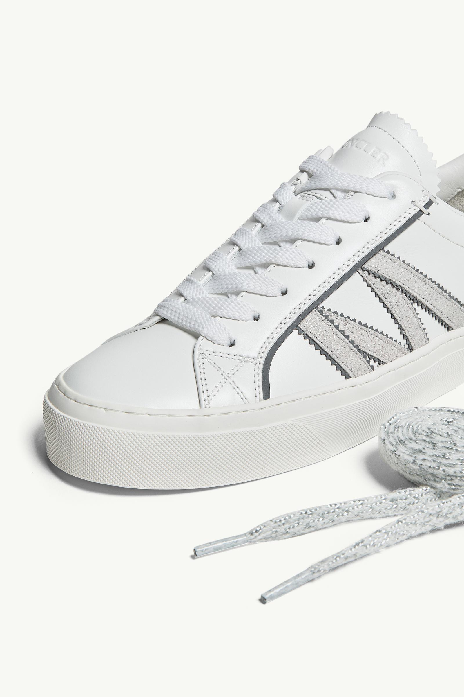 Moncler Monaco2 Leather & Glitter Sneakers White