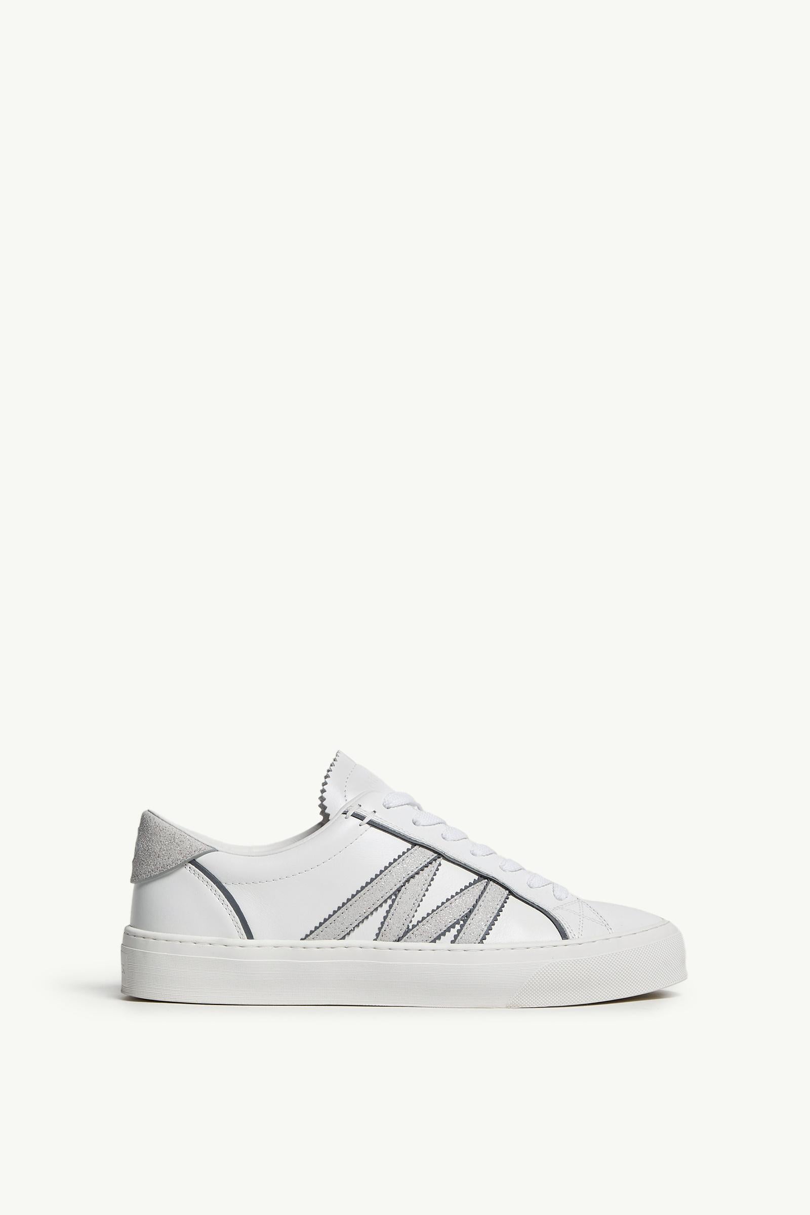 Moncler Monaco2 Leather & Glitter Sneakers White
