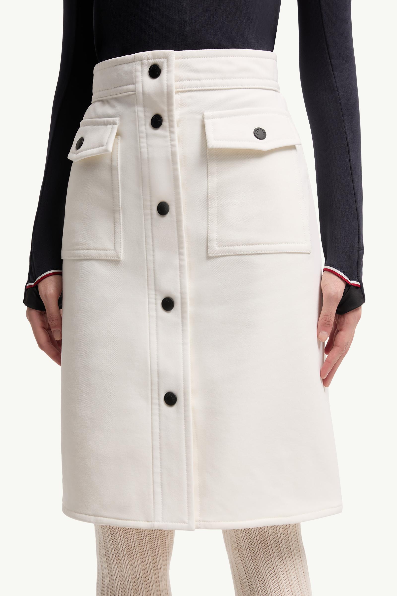 Moncler Technical Twill Knee-Length Skirt White White