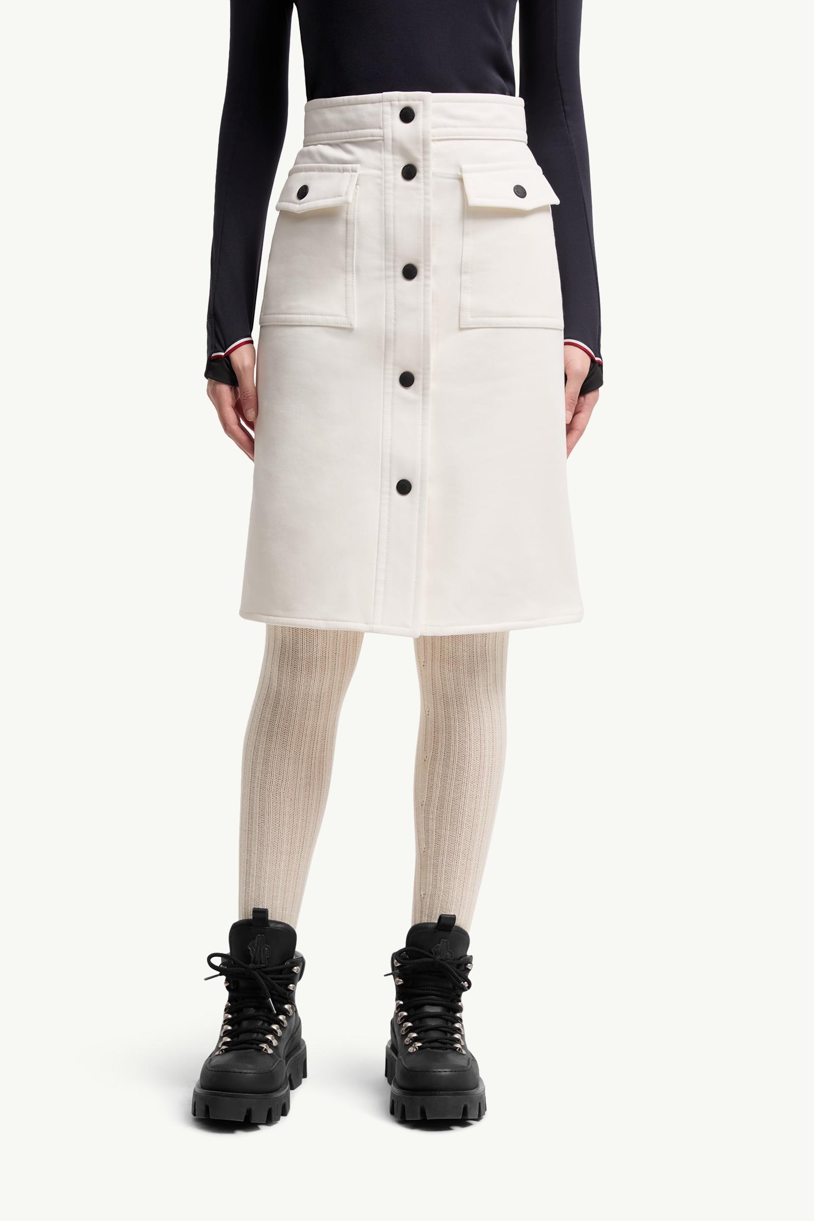 Moncler Technical Twill Knee-Length Skirt White White