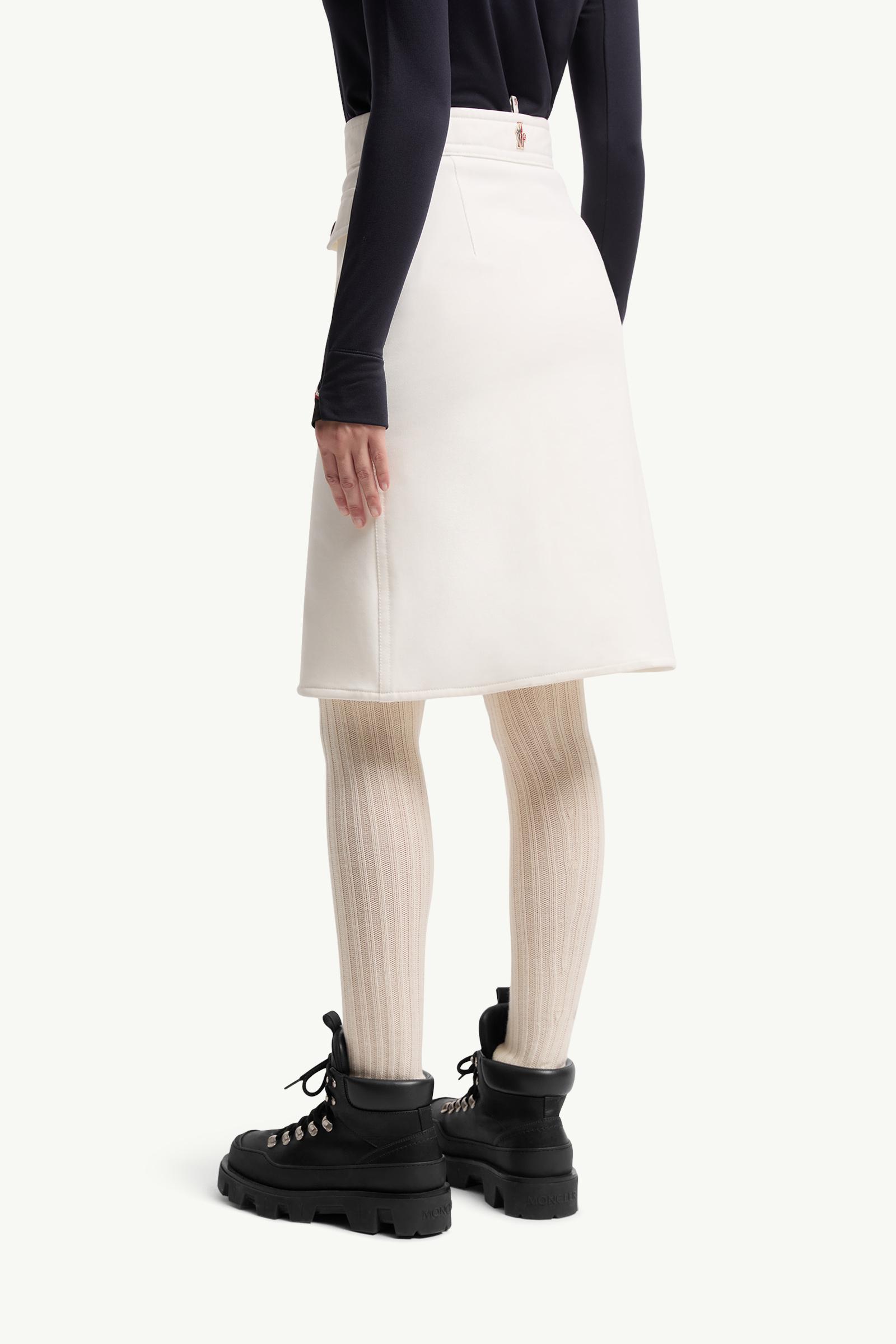 Moncler Technical Twill Knee-Length Skirt White White