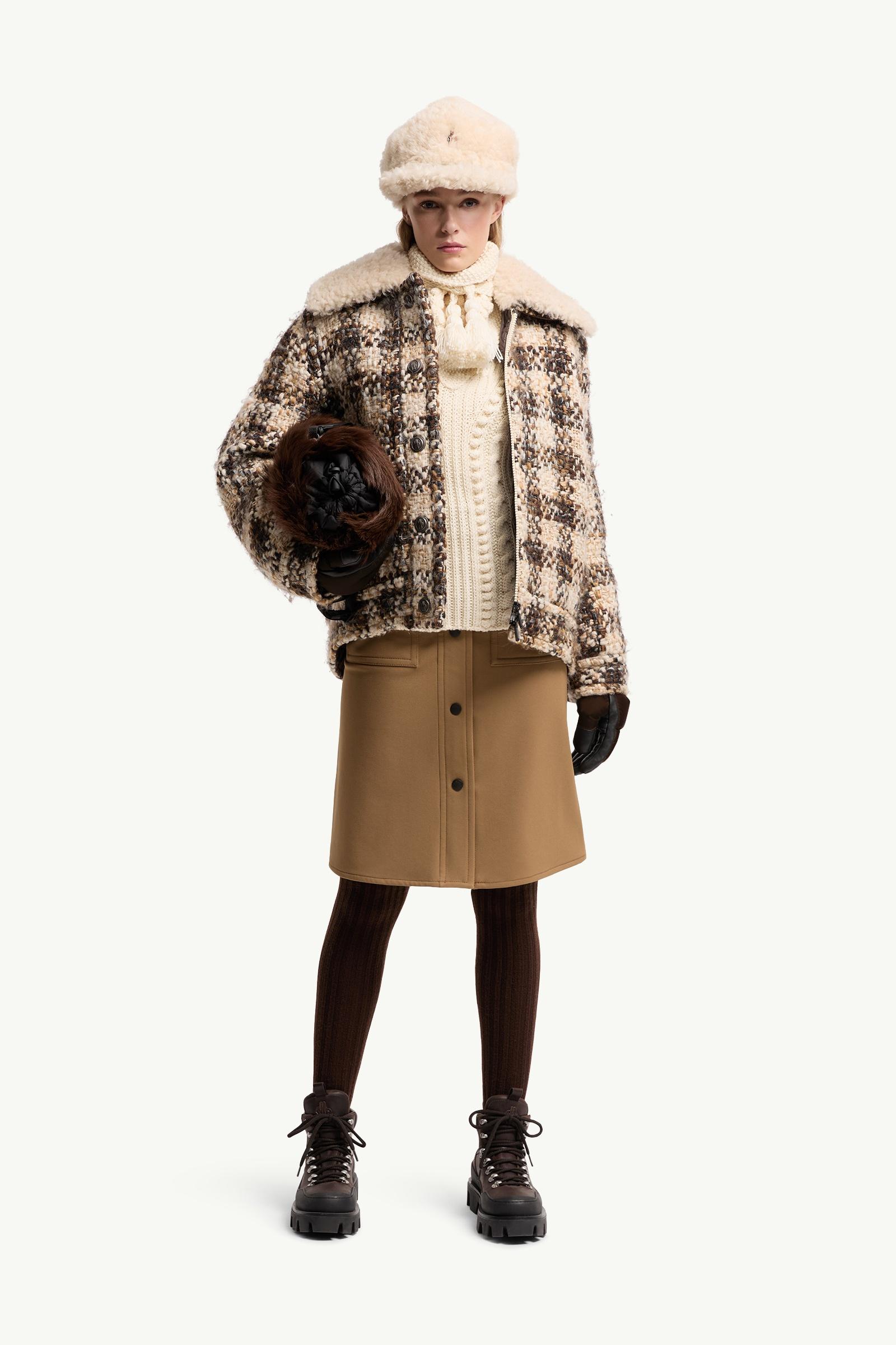 Moncler Technical Twill Knee-Length Skirt Brown Brown