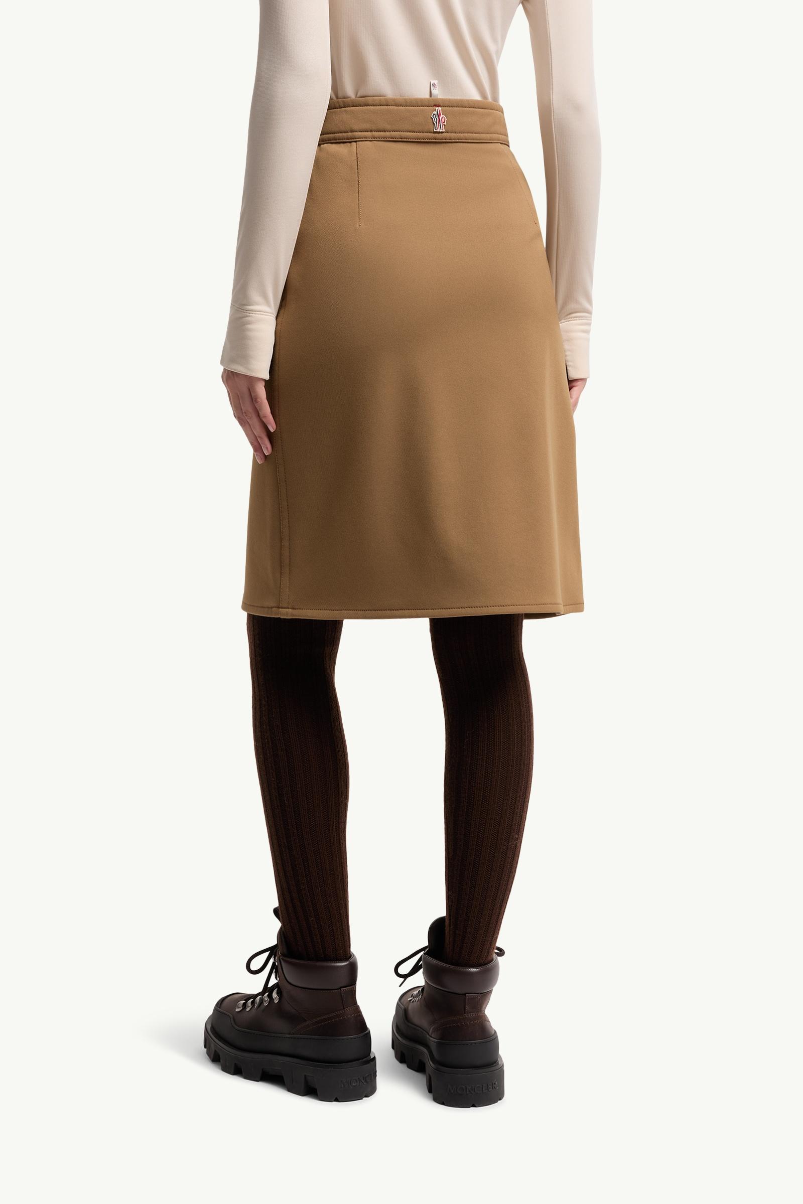 Moncler Technical Twill Knee-Length Skirt Brown Brown