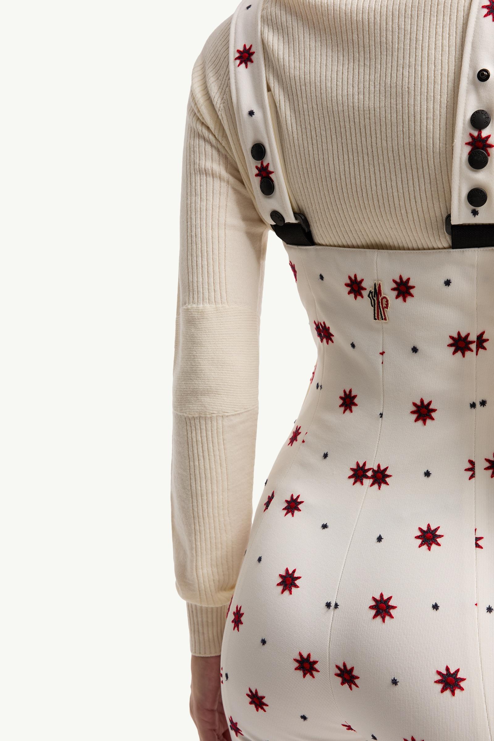 Moncler Geometric Pattern Technical Twill Ski Bib White White