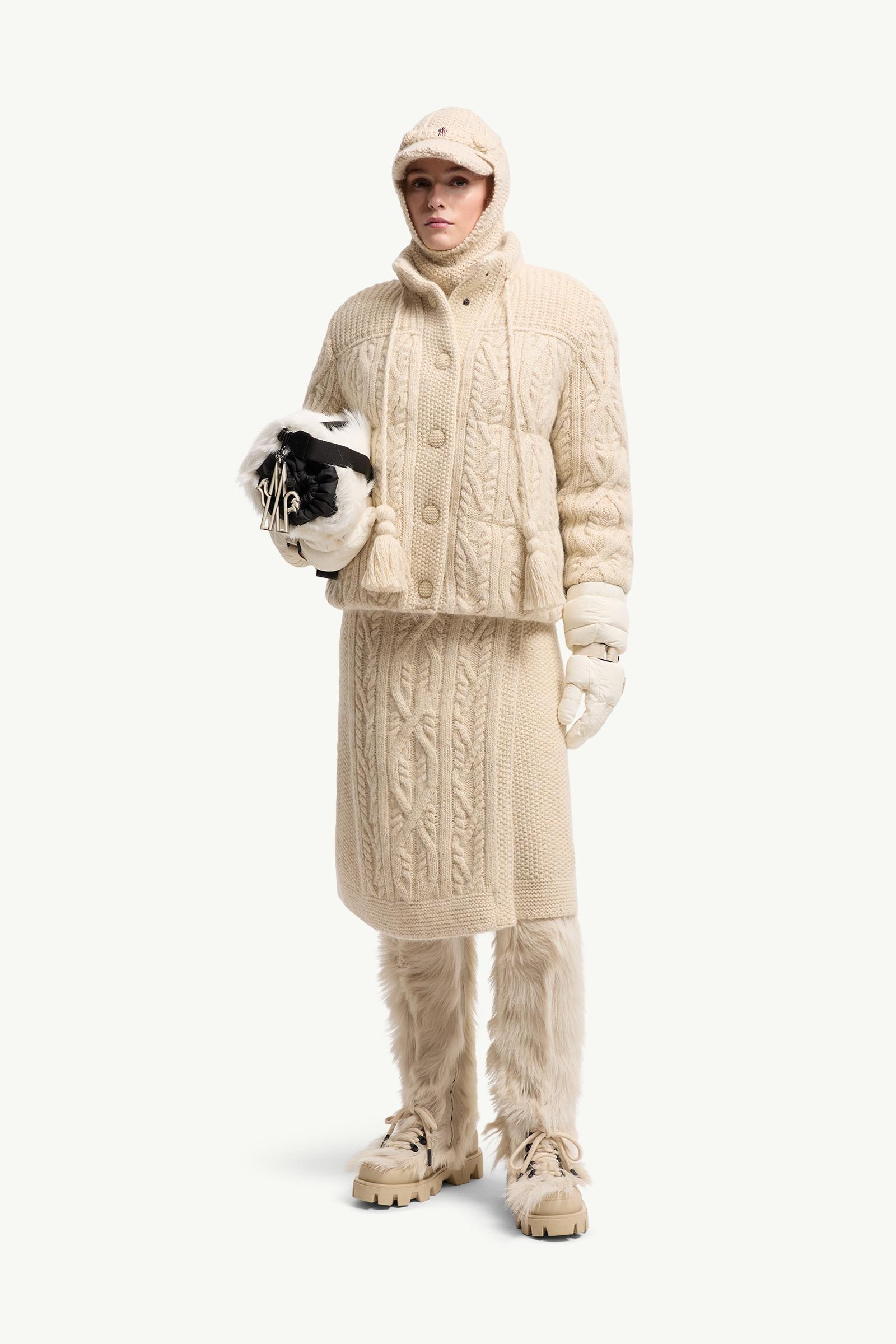 Moncler Melgven Wool Blend Short Down Jacket White Ivory White Ivory