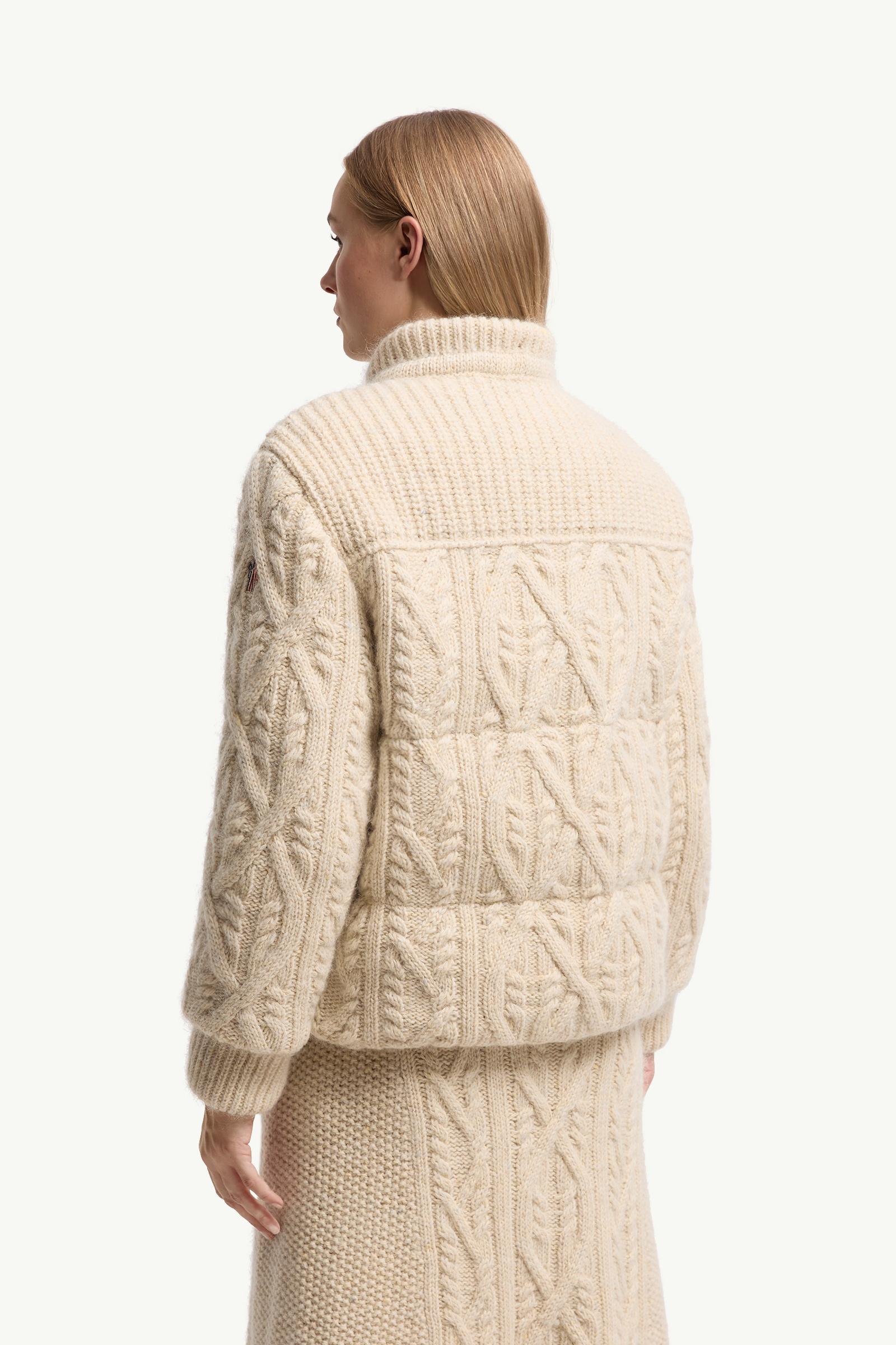 Moncler Melgven Wool Blend Short Down Jacket White Ivory White Ivory
