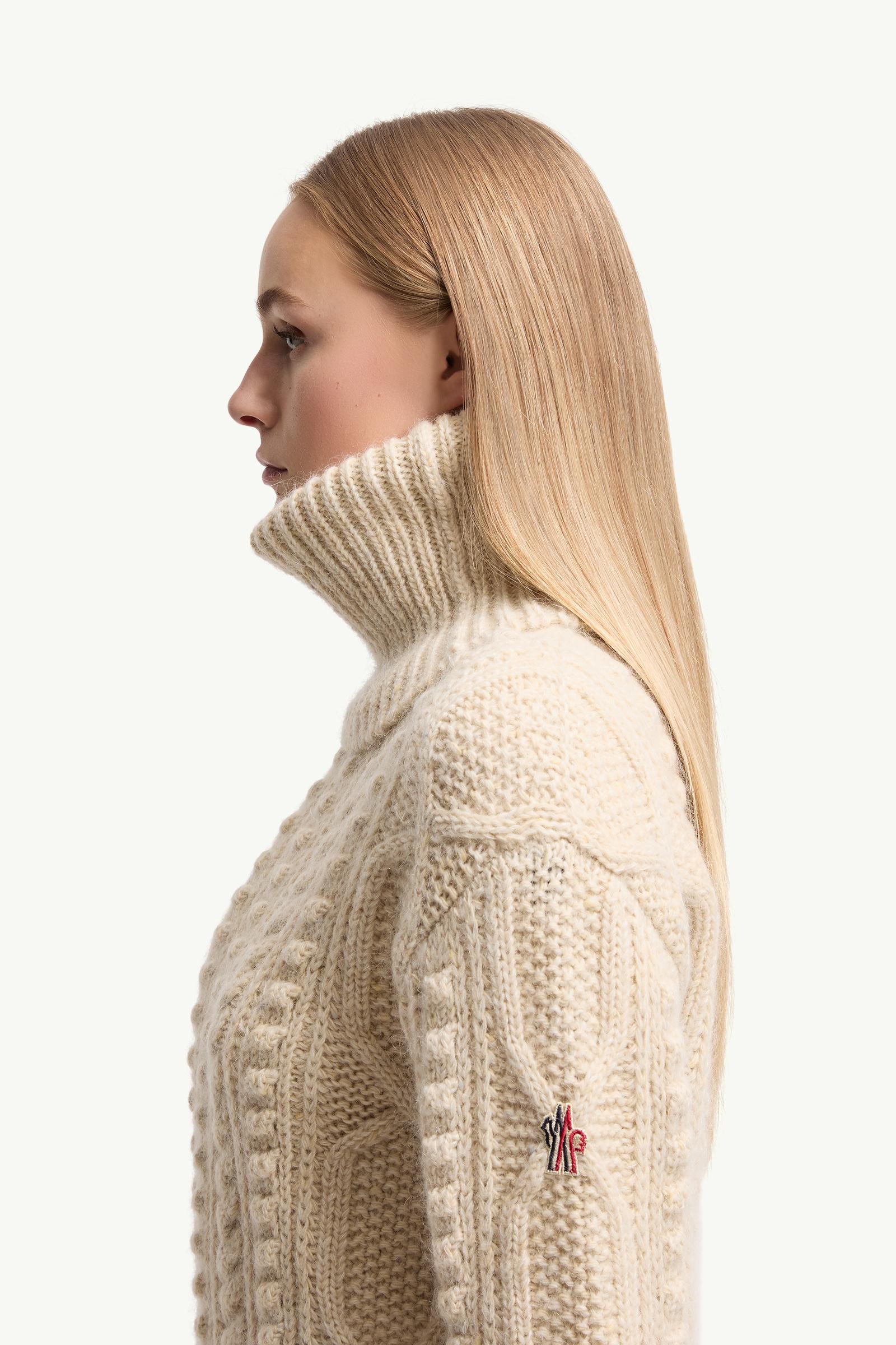 Moncler Wool & Mohair Blend Turtleneck Sweater White Ivory White Ivory