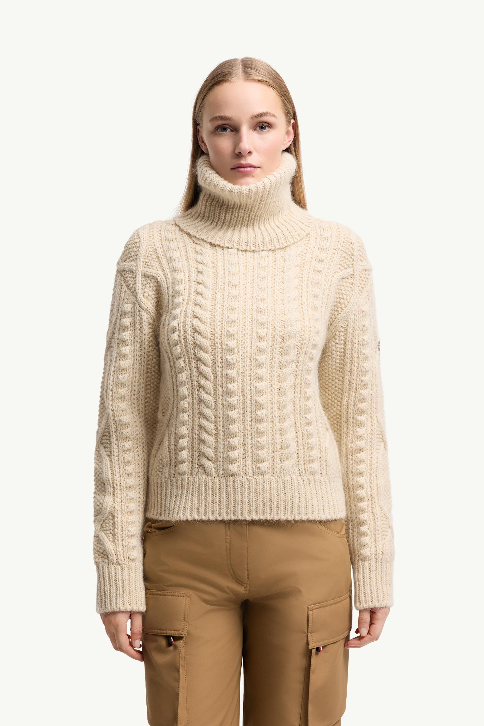 Moncler Wool & Mohair Blend Turtleneck Sweater White Ivory White Ivory
