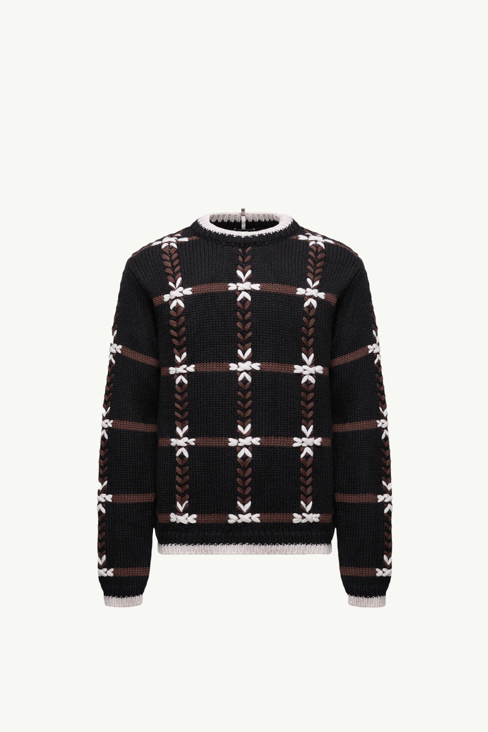 Moncler Embroidered Wool Blend Sweater Black Black