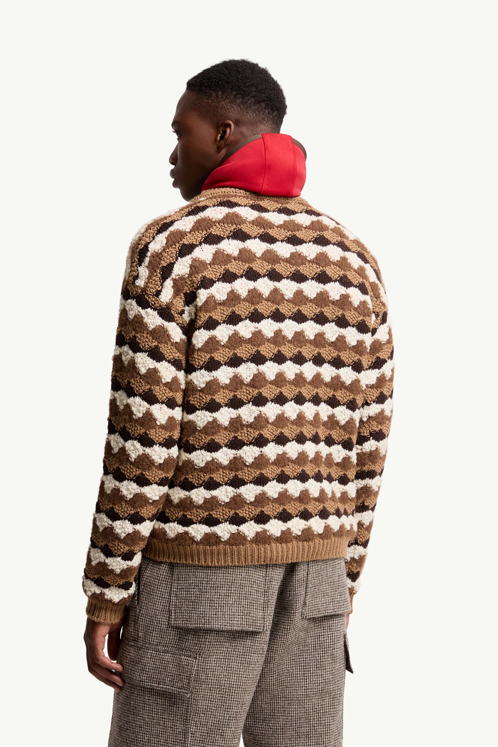 Moncler Geometric Pattern Wool & Alpaca Blend Sweater Beige & Brown Beige & Brown