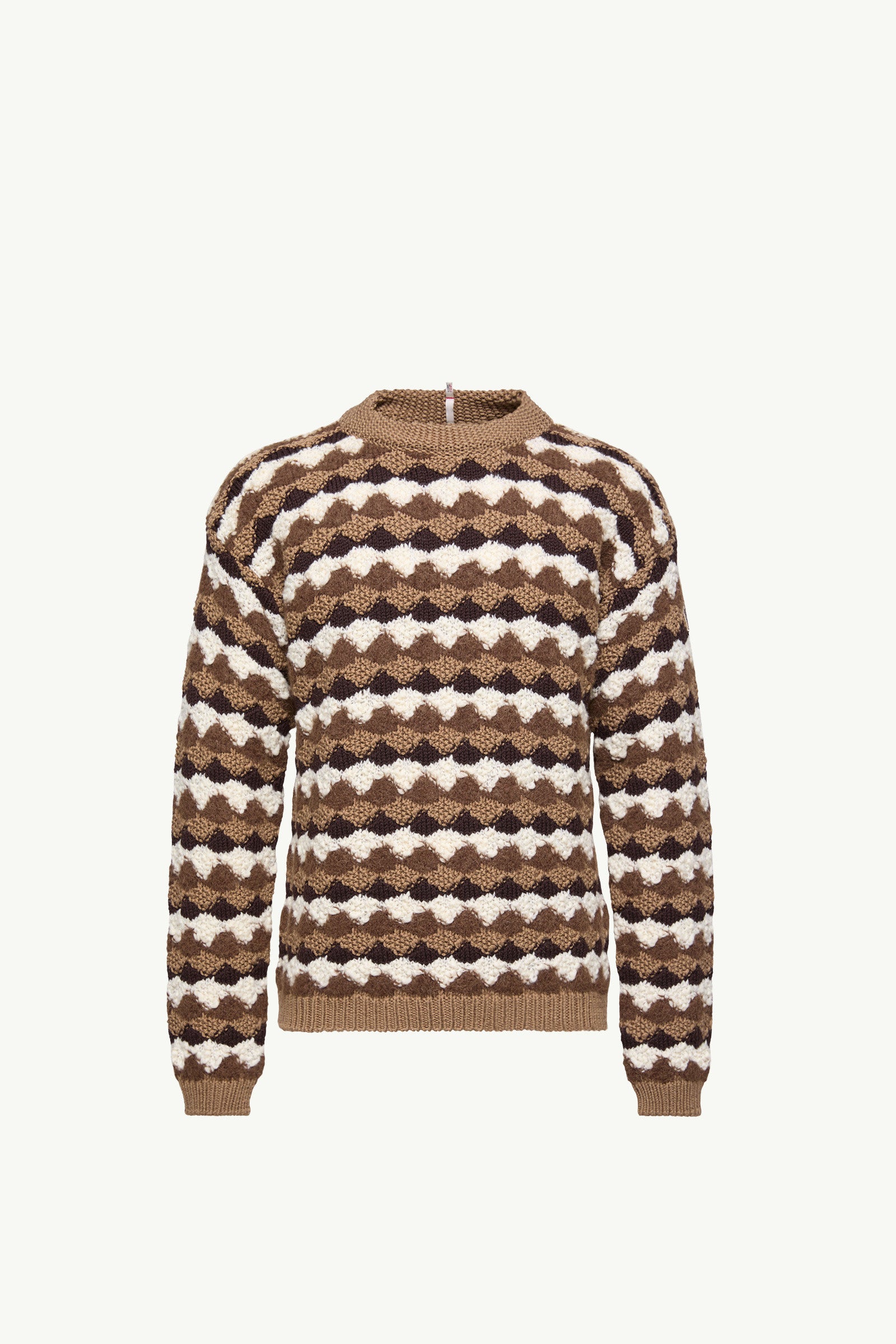 Moncler Geometric Pattern Wool & Alpaca Blend Sweater Beige & Brown Beige & Brown