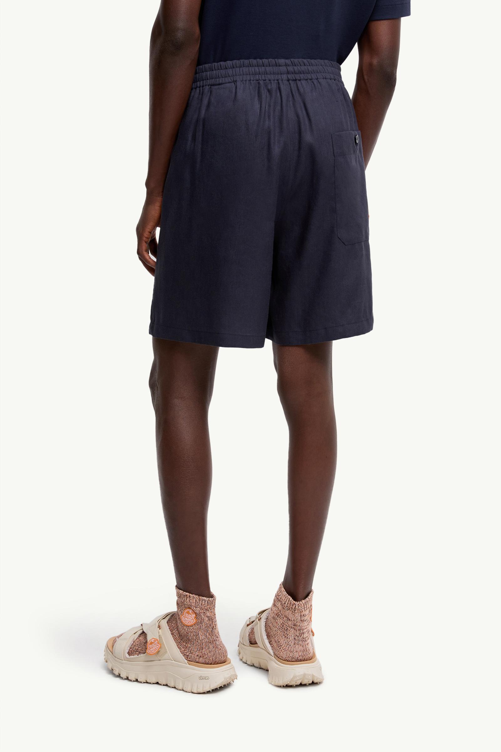 Moncler Moncler X Gilga Farm By Donald Glover Linen Blend Shorts Navy Blue Navy Blue