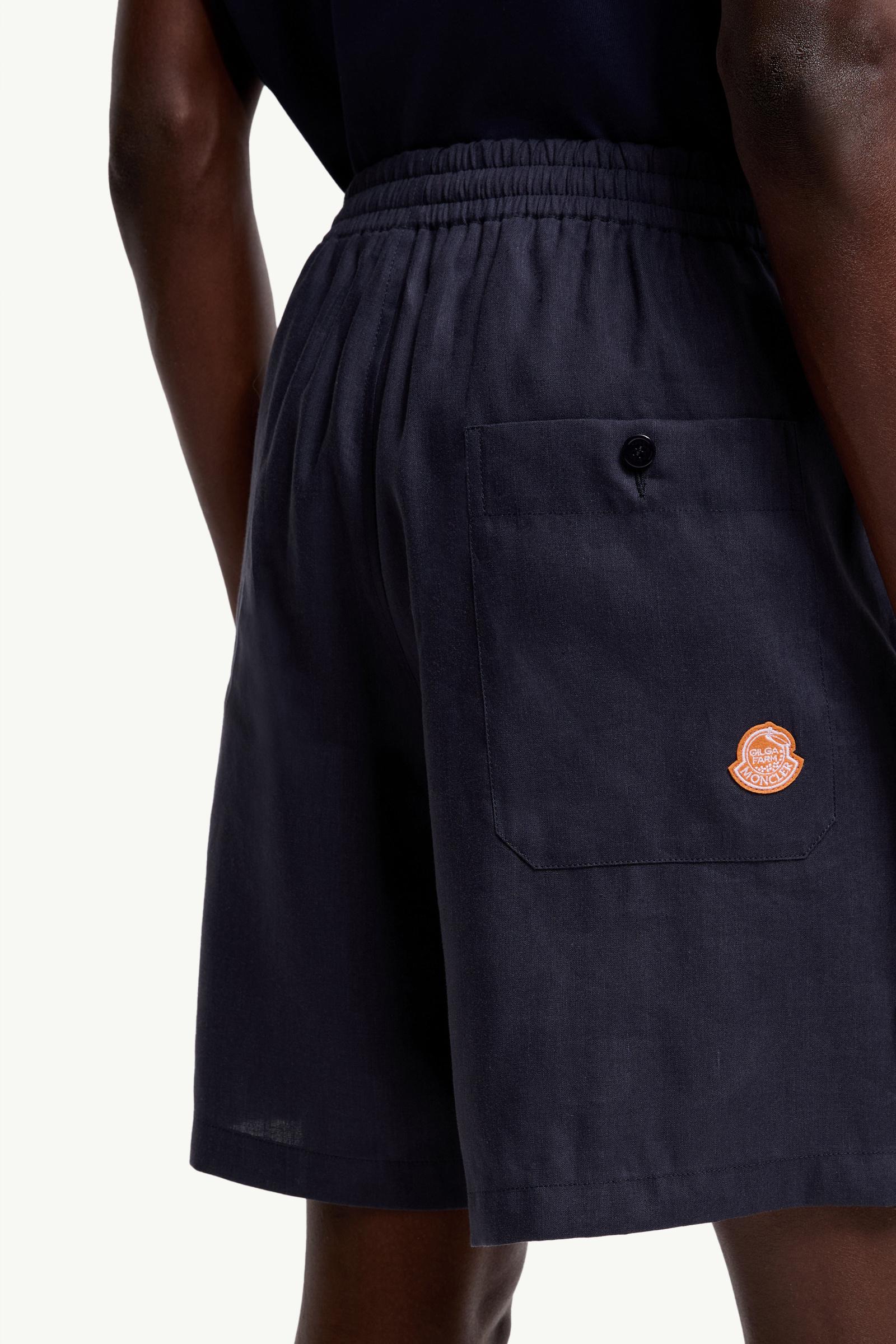 Moncler Moncler X Gilga Farm By Donald Glover Linen Blend Shorts Navy Blue Navy Blue