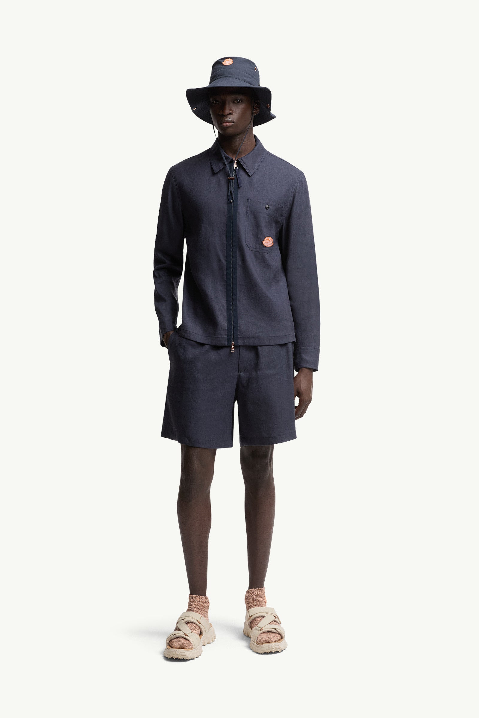 Moncler Moncler X Gilga Farm By Donald Glover Linen Blend Shirt Navy Blue Navy Blue