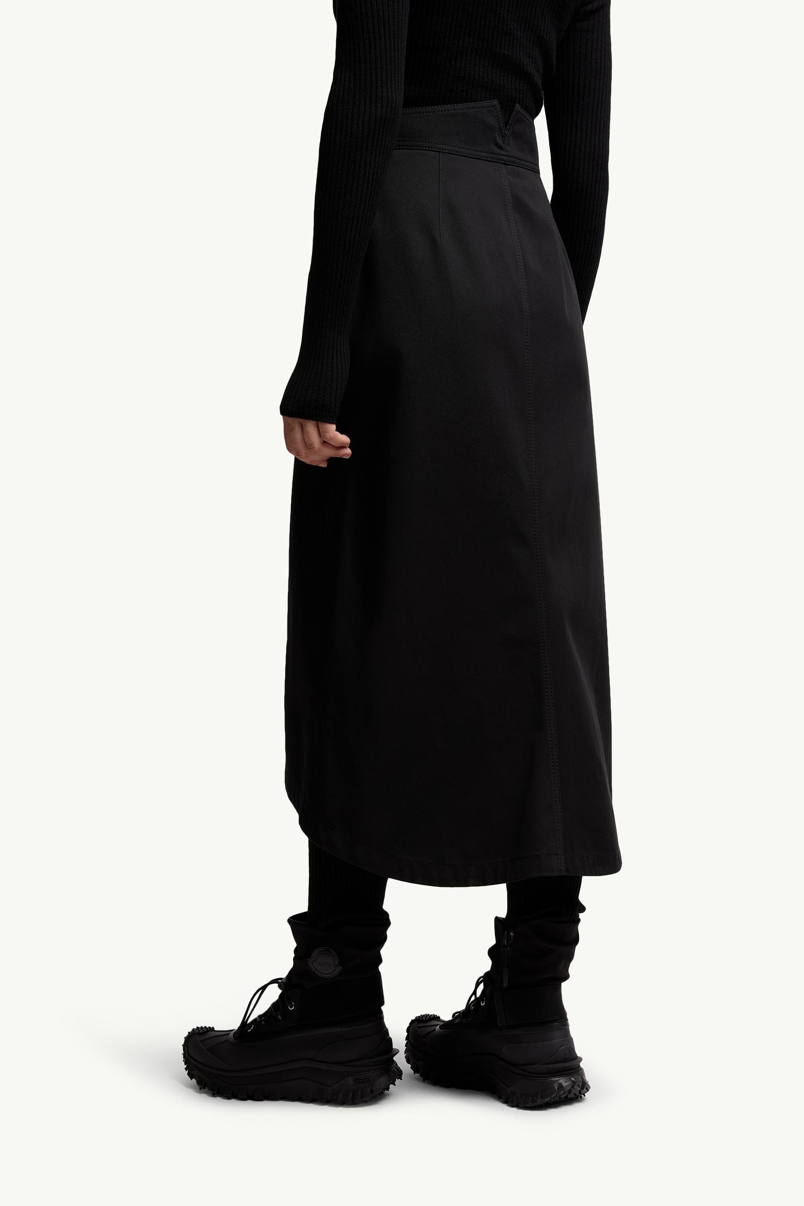 Moncler Moncler X Ee72 By Edward Enninful Cotton Gabardine Midi Skirt Black Black