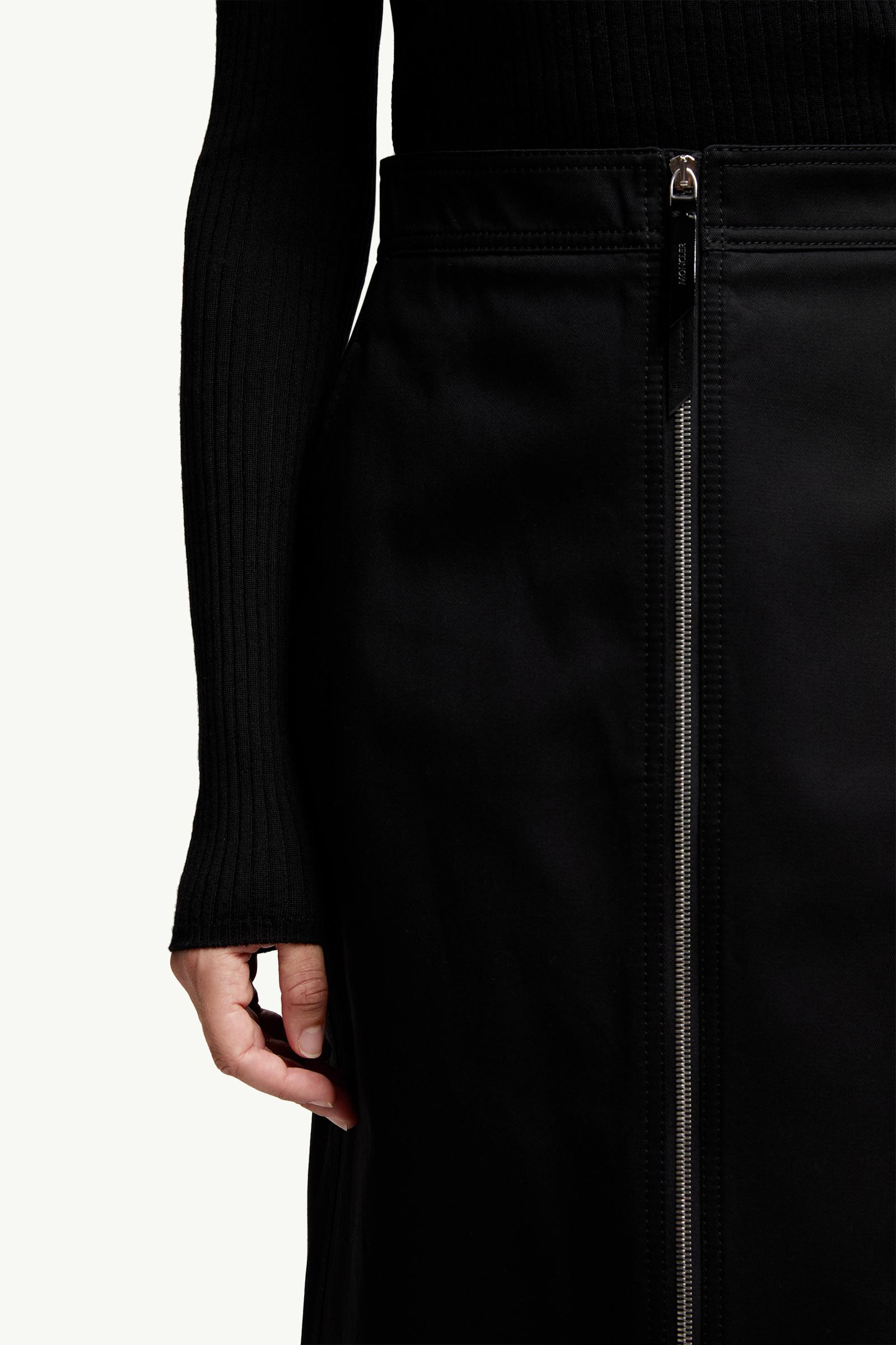 Moncler Moncler X Ee72 By Edward Enninful Cotton Gabardine Midi Skirt Black Black