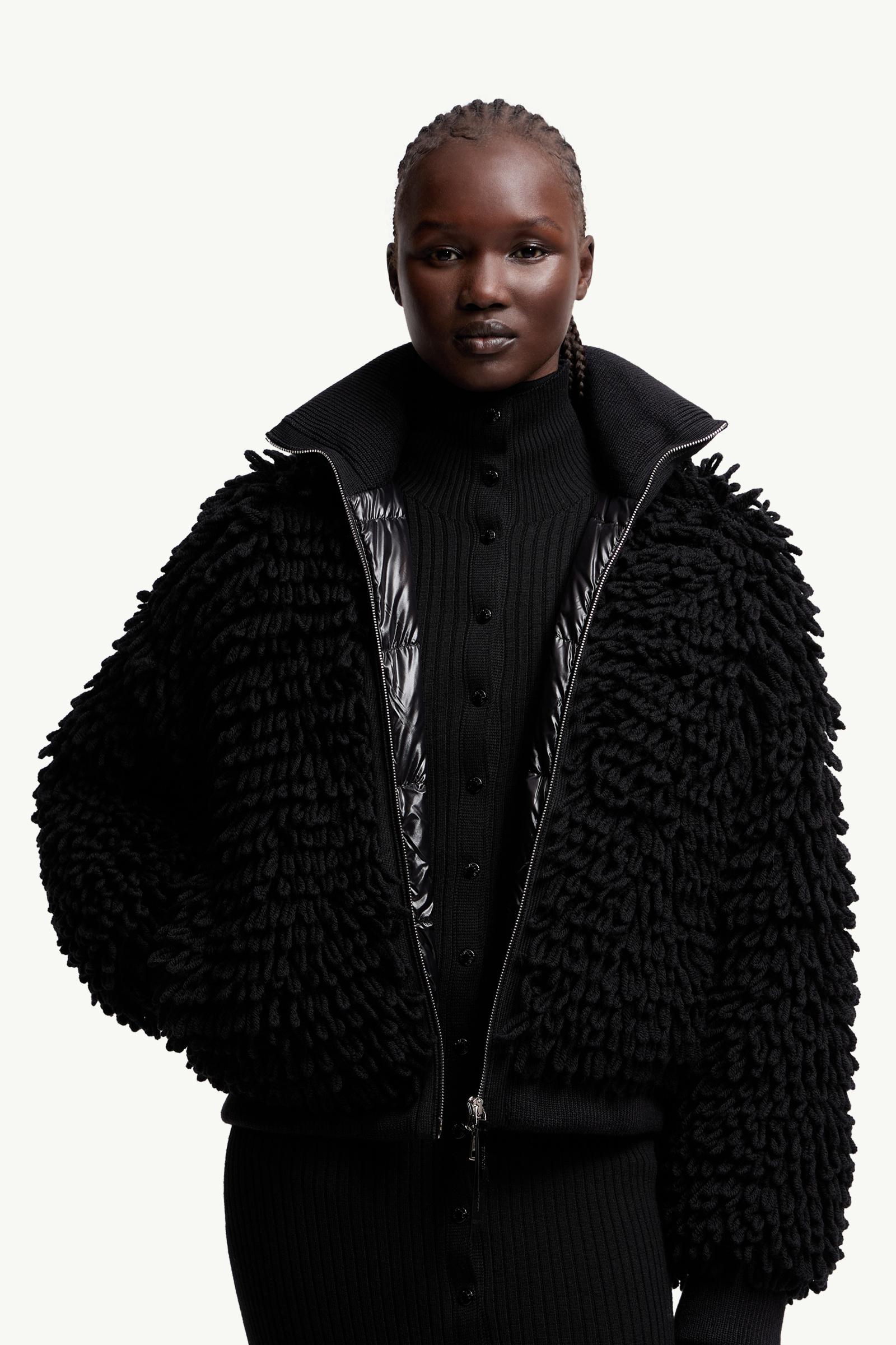 Moncler Moncler X Ee72 By Edward Enninful Wool Blend Zip-Up Cardigan Black Black