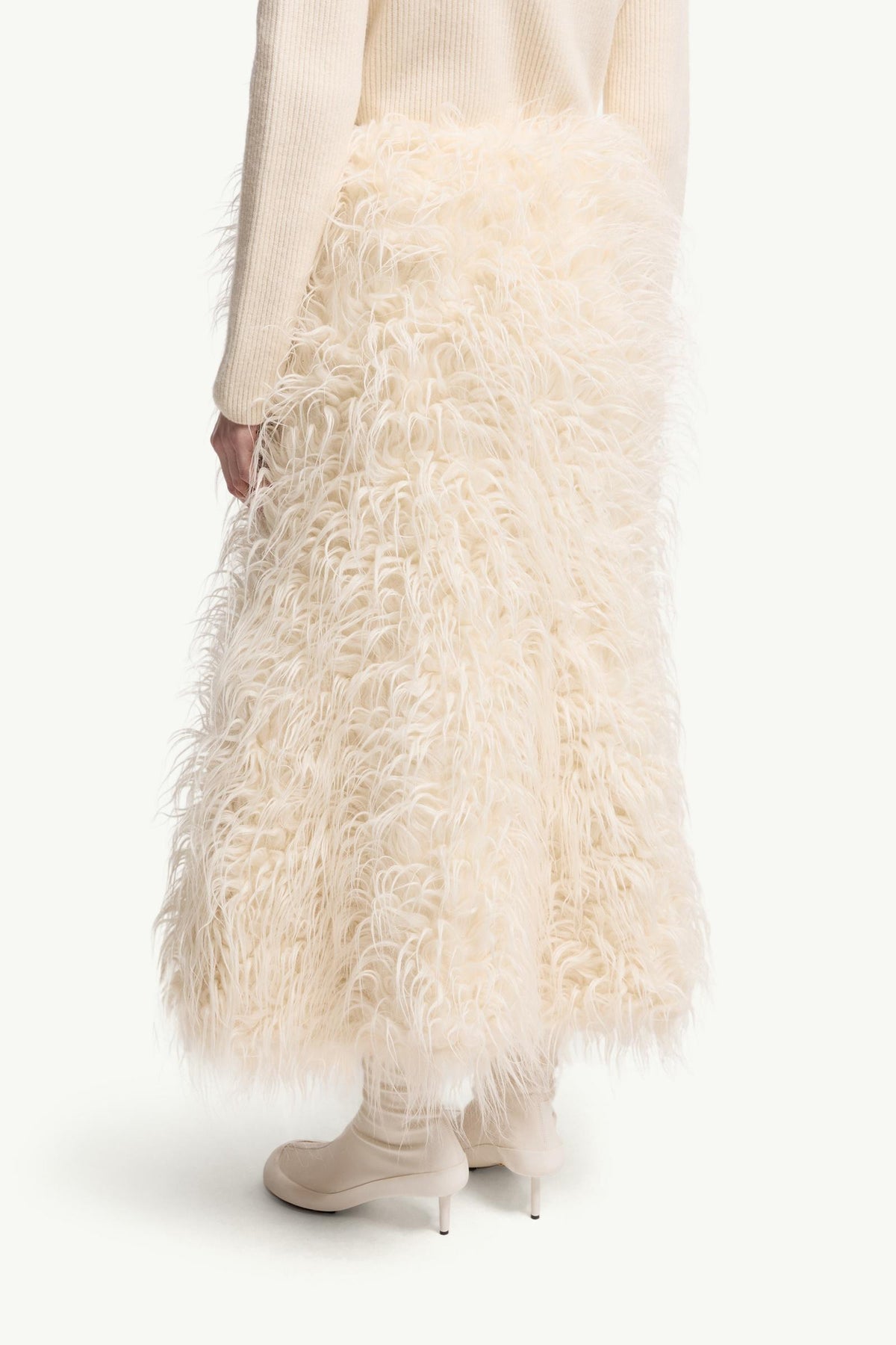 Moncler Moncler + Jil Sander Textured Wool Blend Midi Skirt White Ivory White Ivory