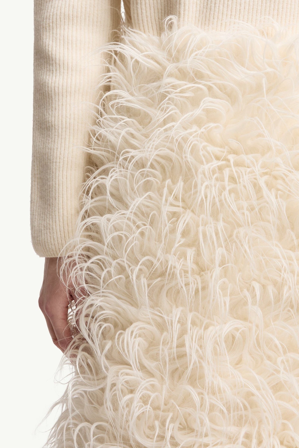 Moncler Moncler + Jil Sander Textured Wool Blend Midi Skirt White Ivory White Ivory