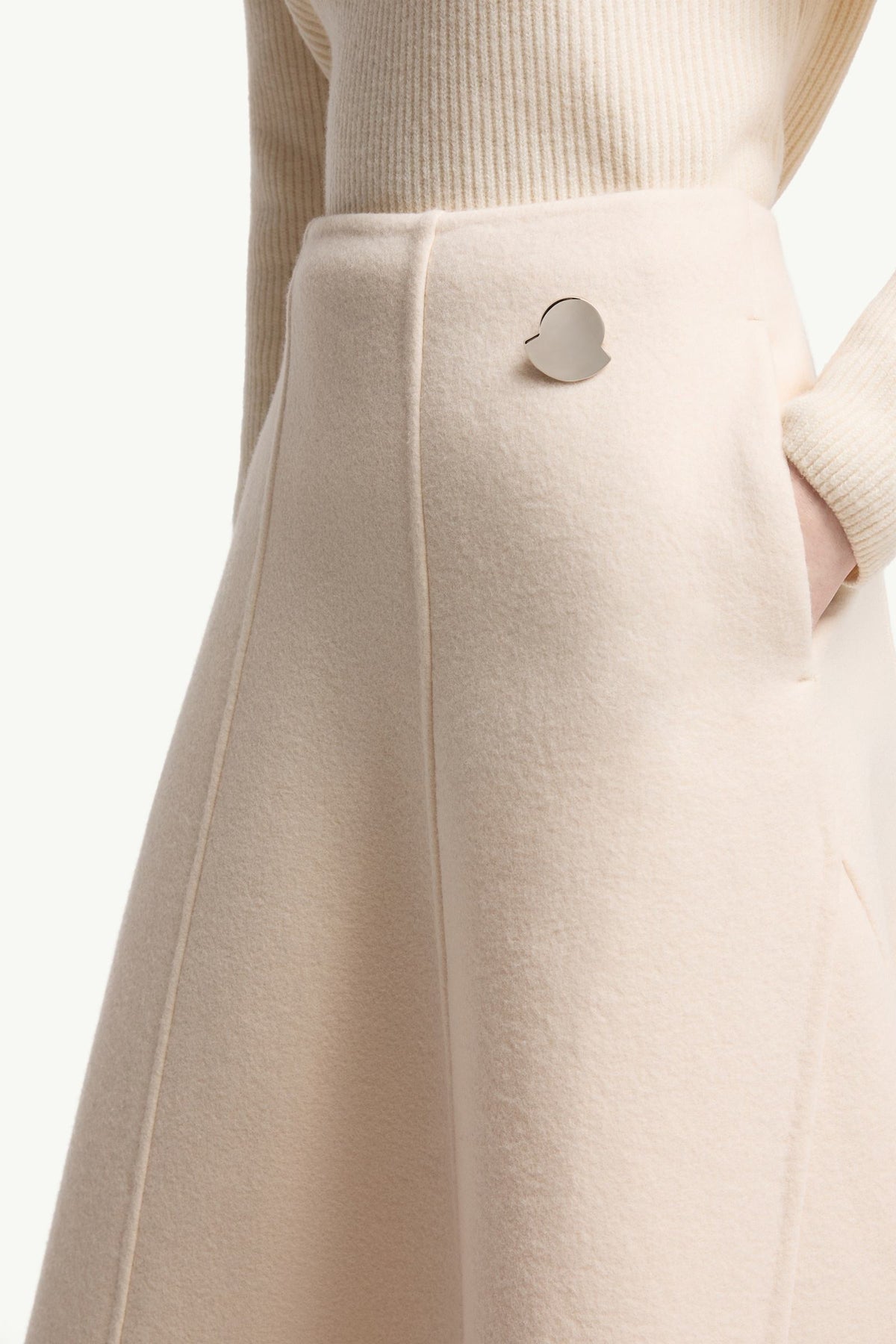 Moncler Moncler + Jil Sander Wool Midi Skirt White White