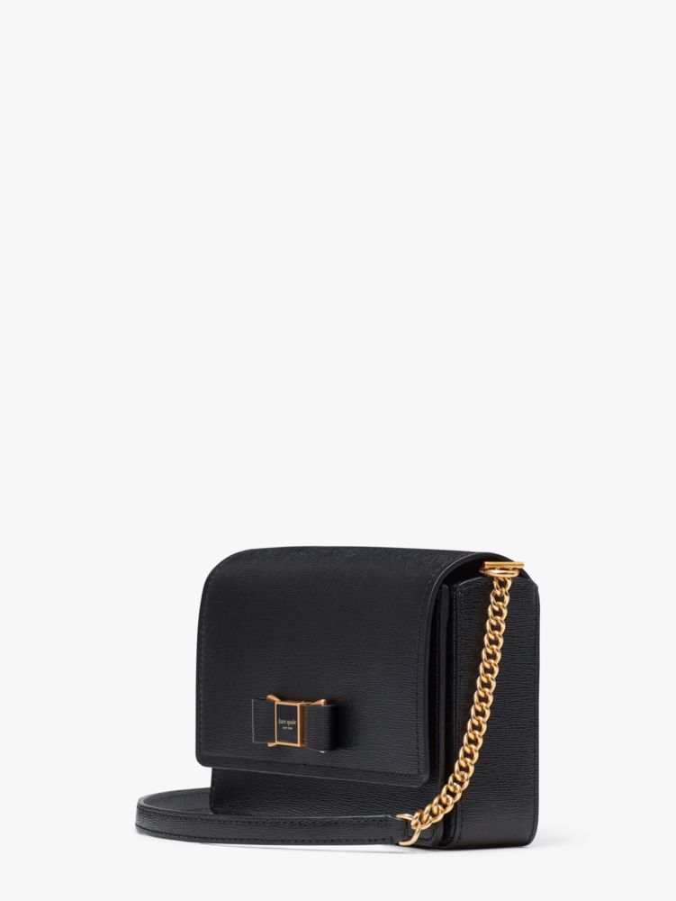 KateSpade Morgan Bow Embellished Flap Chain Wallet Black