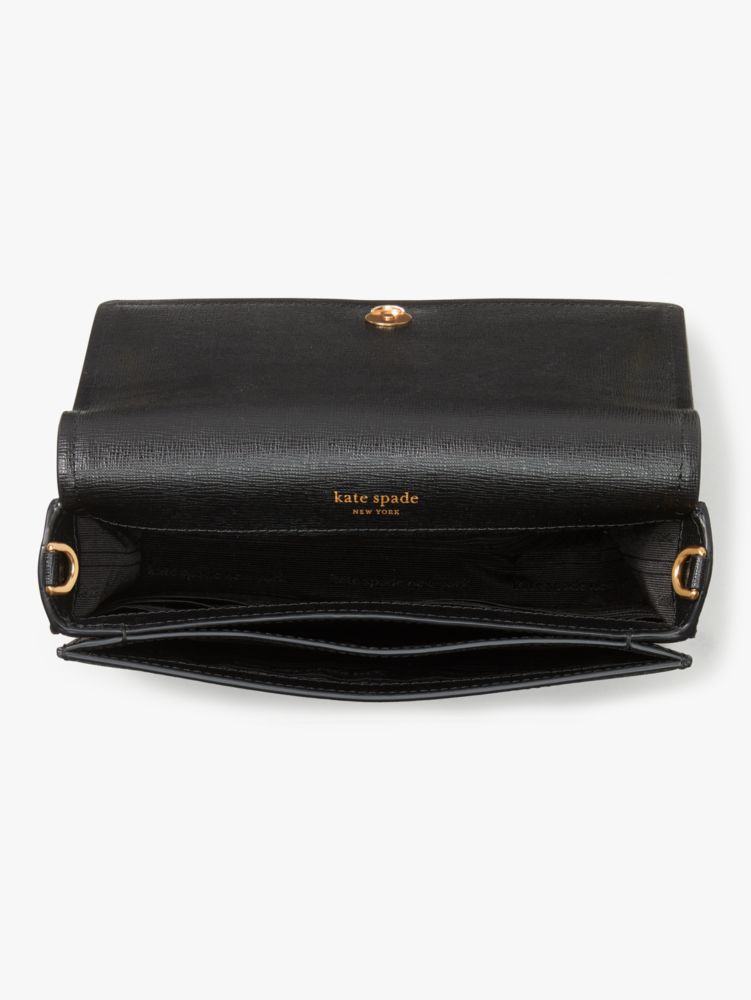 KateSpade Morgan Bow Embellished Flap Chain Wallet Black