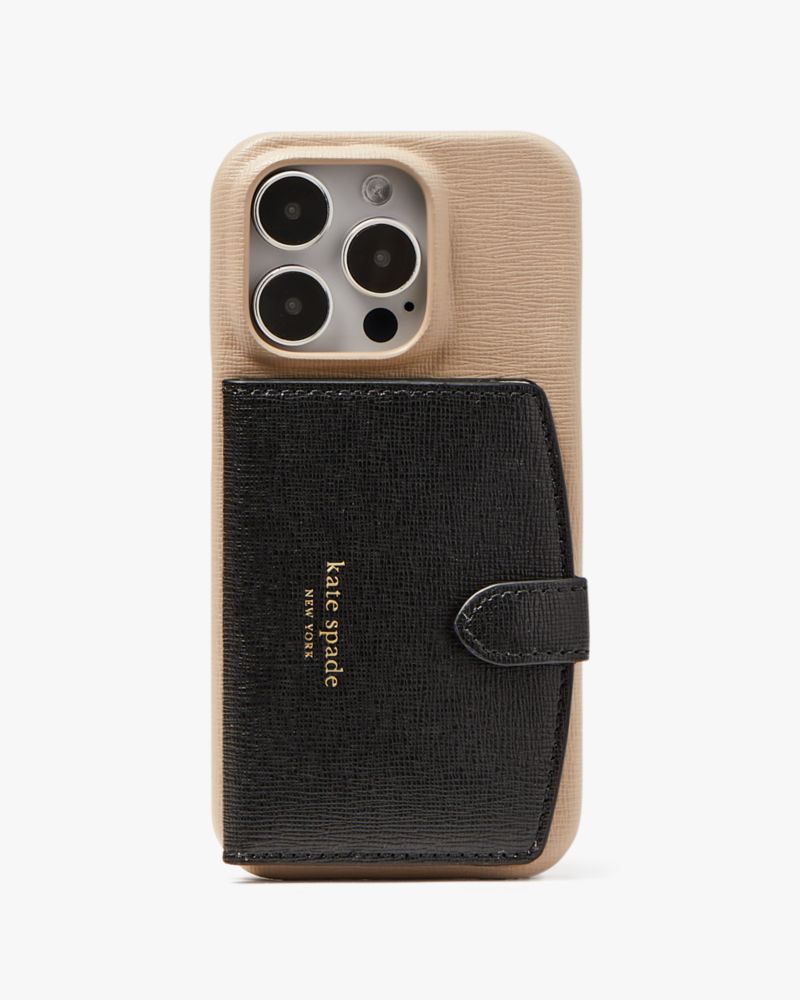 KateSpade Morgan Colorblocked iPhone 14 Pro Cardholder Case Earthenware Black Multi