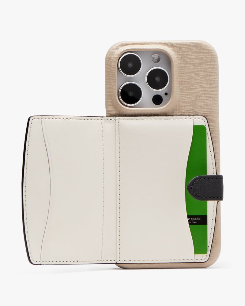 KateSpade Morgan Colorblocked iPhone 14 Pro Cardholder Case Earthenware Black Multi