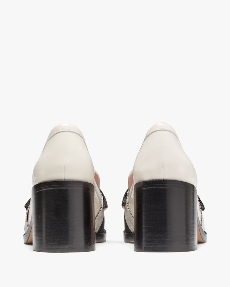 Katespade Leandra Heeled Loafer Cream Black Multi