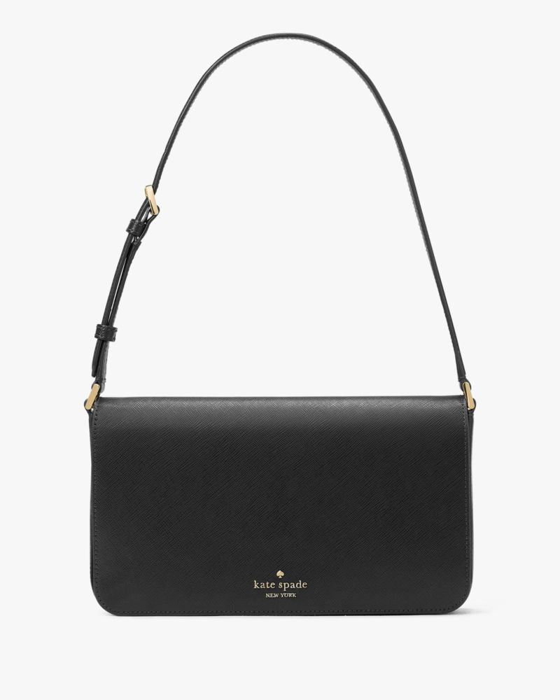 KateSpade Staci Flap Medium Shoulder Bag Black