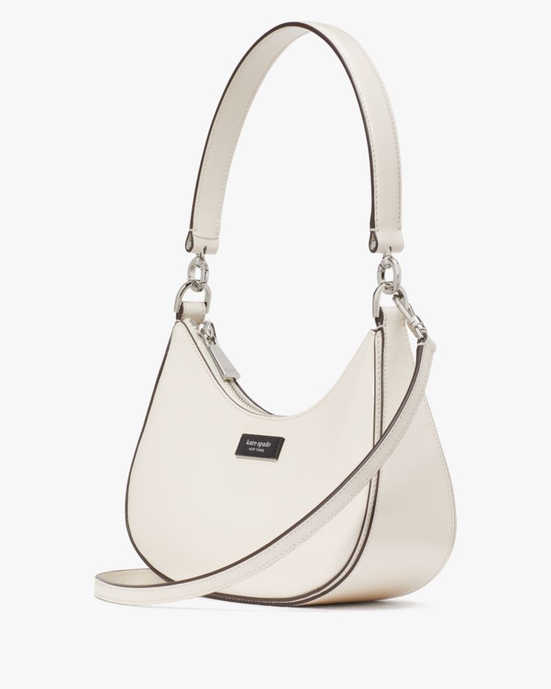 KateSpade Sam Icon Shiny Small Convertible Crossbody Parchment