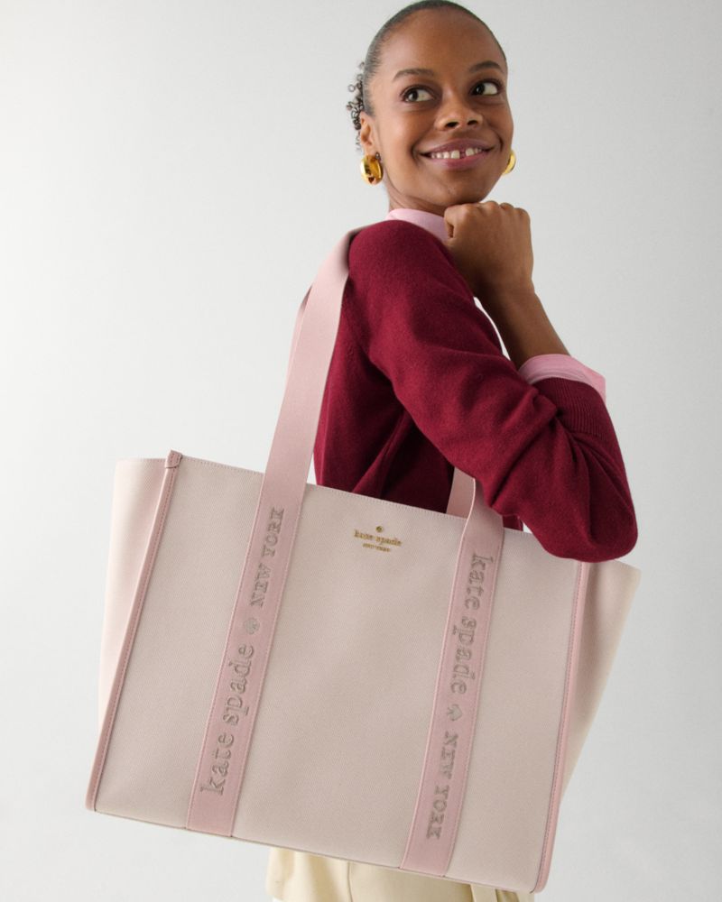 KateSpade Kip Canvas Large Tote Bag Rose Smoke Multi