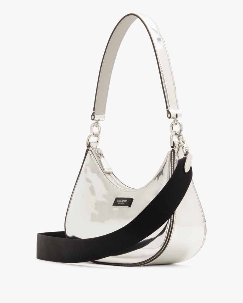 KateSpade Sam Icon Metallic Small Convertible Crossbody Silver