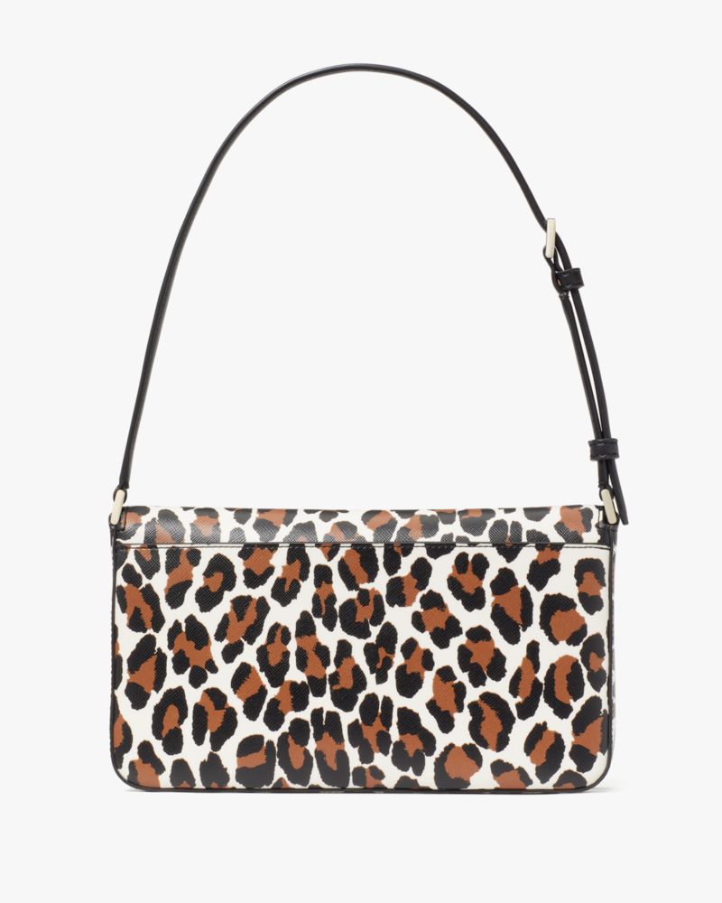 KateSpade Staci Spotted Animal Printed Medium Flap Shoulder Bag Cream Multi