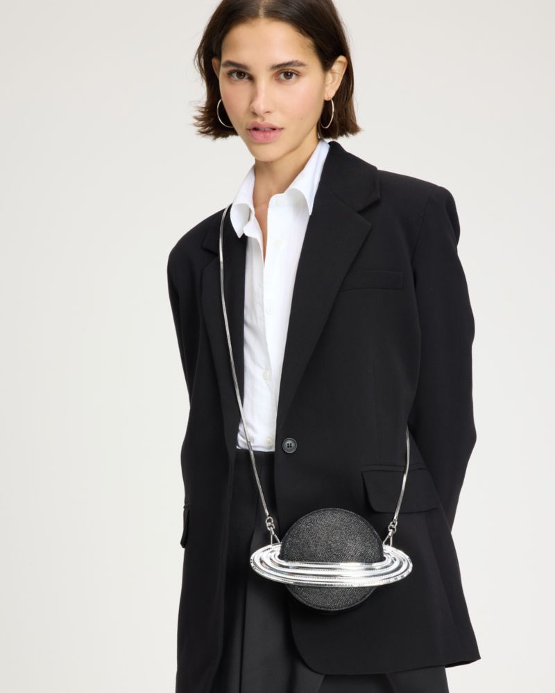 KateSpade Spaced Out Embellished Metallic Micro Crossbody Black Multi