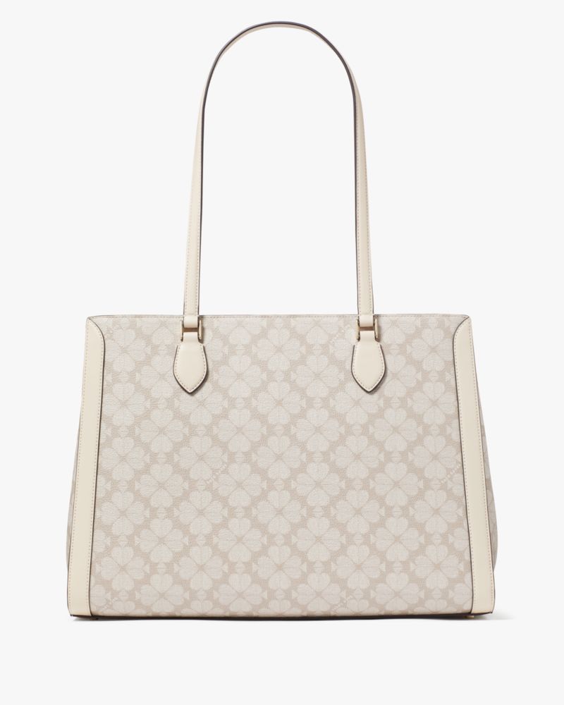 KateSpade Signature Spade Flower East West Large Laptop Tote Dark Beige Multi