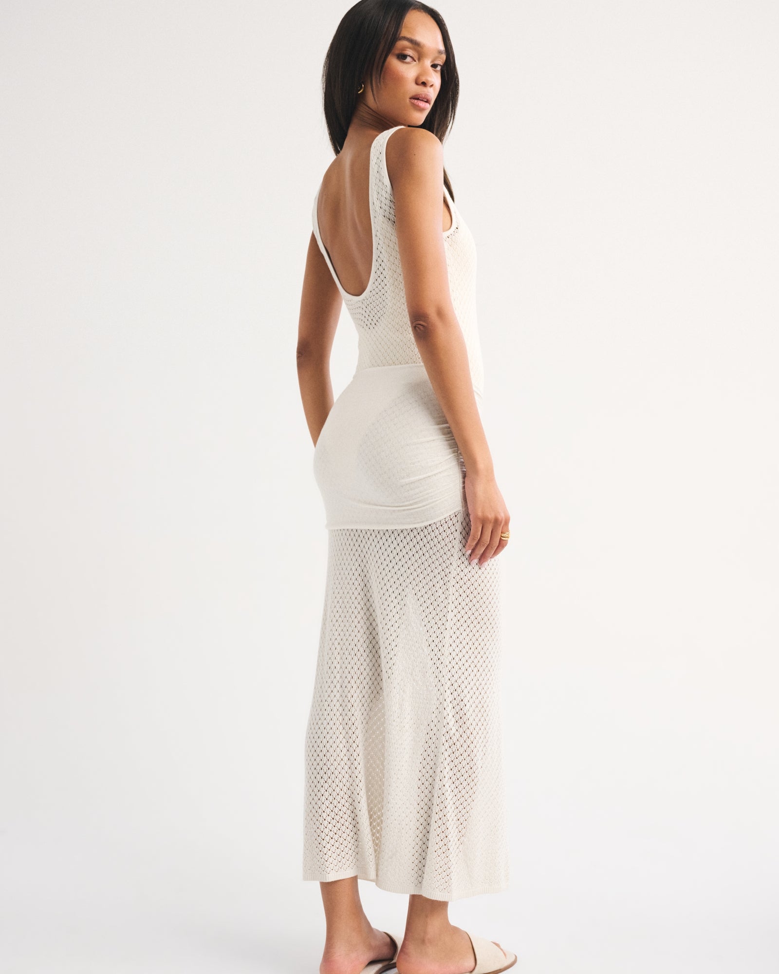 Abercrombie Draped Crochet-Style Maxi Dress Coverup