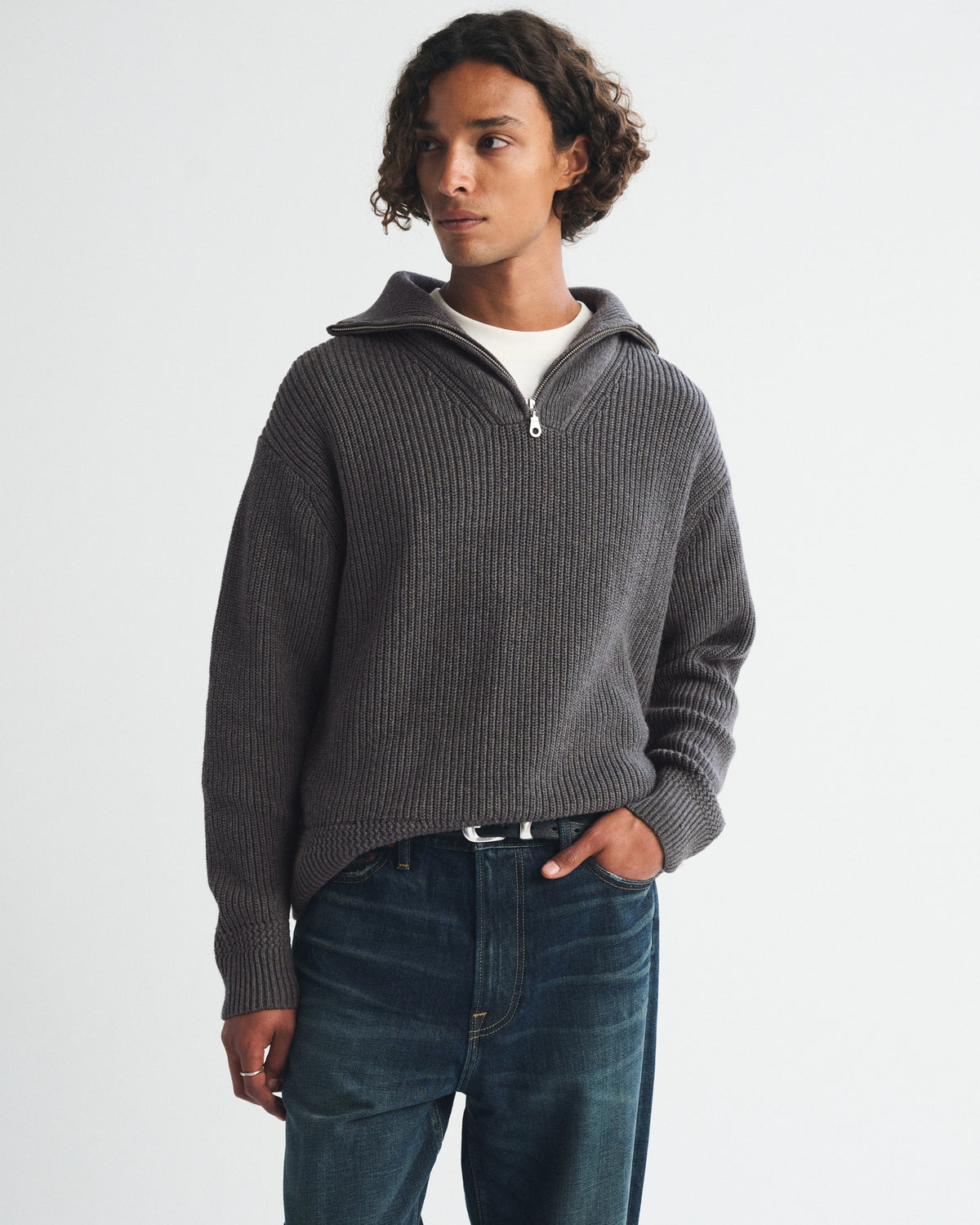 Abercrombie 100% Cotton Fold Down Collar Quarter-Zip Sweater