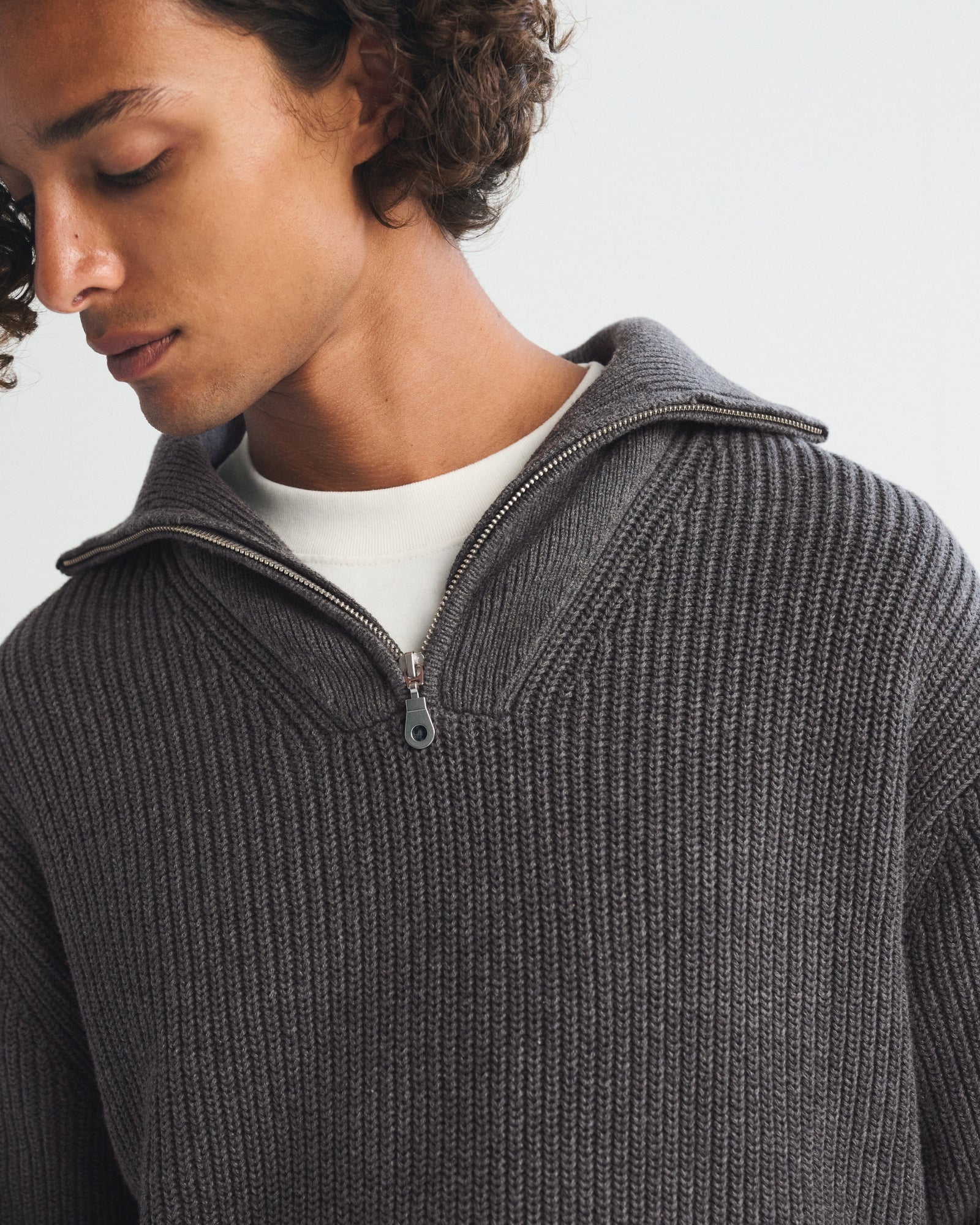 Abercrombie 100% Cotton Fold Down Collar Quarter-Zip Sweater