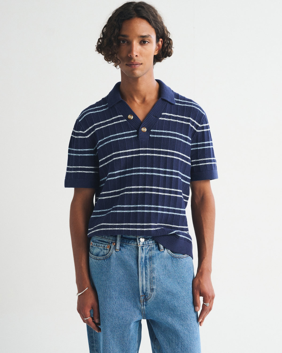 Abercrombie 100% Cotton Rib 2-Button Sweater Polo